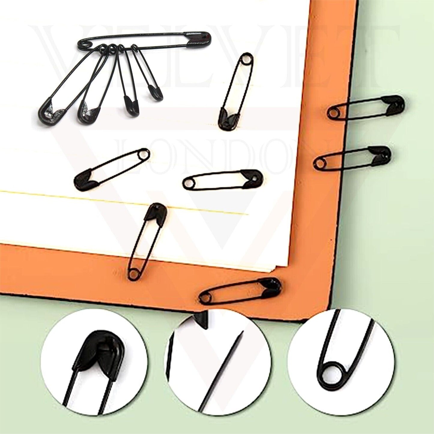 50Pcs Black Frosted Pins Craft Sewing Nickel Metal Plated Safety Pins For Art