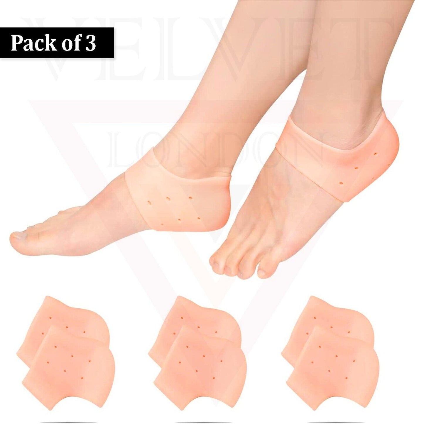 3x Silicone Gel Heel Foot Skin Care Protector Cushion Inserts Pad Heel Pain