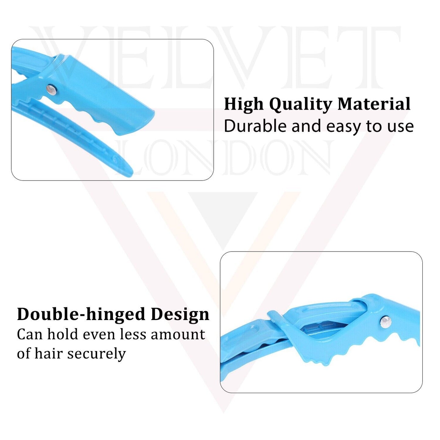 12x Crocodile Hair Clip Clamp Sky Blue Hairdressing Wide Teeth Salon Sectioning