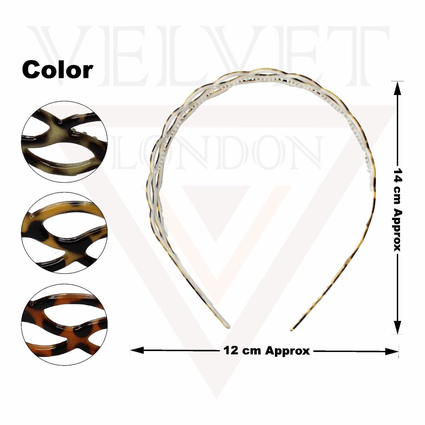 3x Headbands Infinity Shape Hair Bands Tiger Print Skinny Teeth Combs Hair Hoop