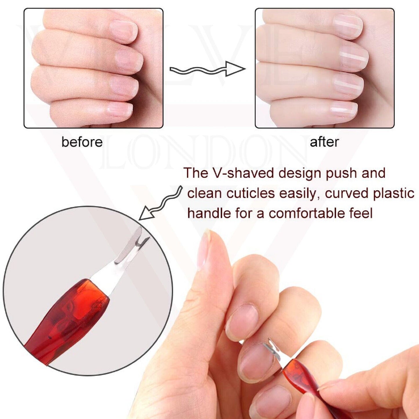2pc Nail Art Tool Cuticle Remover Cuticle Pusher Metal Dead Skin Remover Trimmer