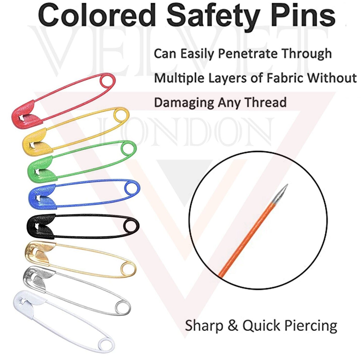 50x Assorted Multicolour Safety Pins Craft Sewing Nickel Metal Plated Safety Pin