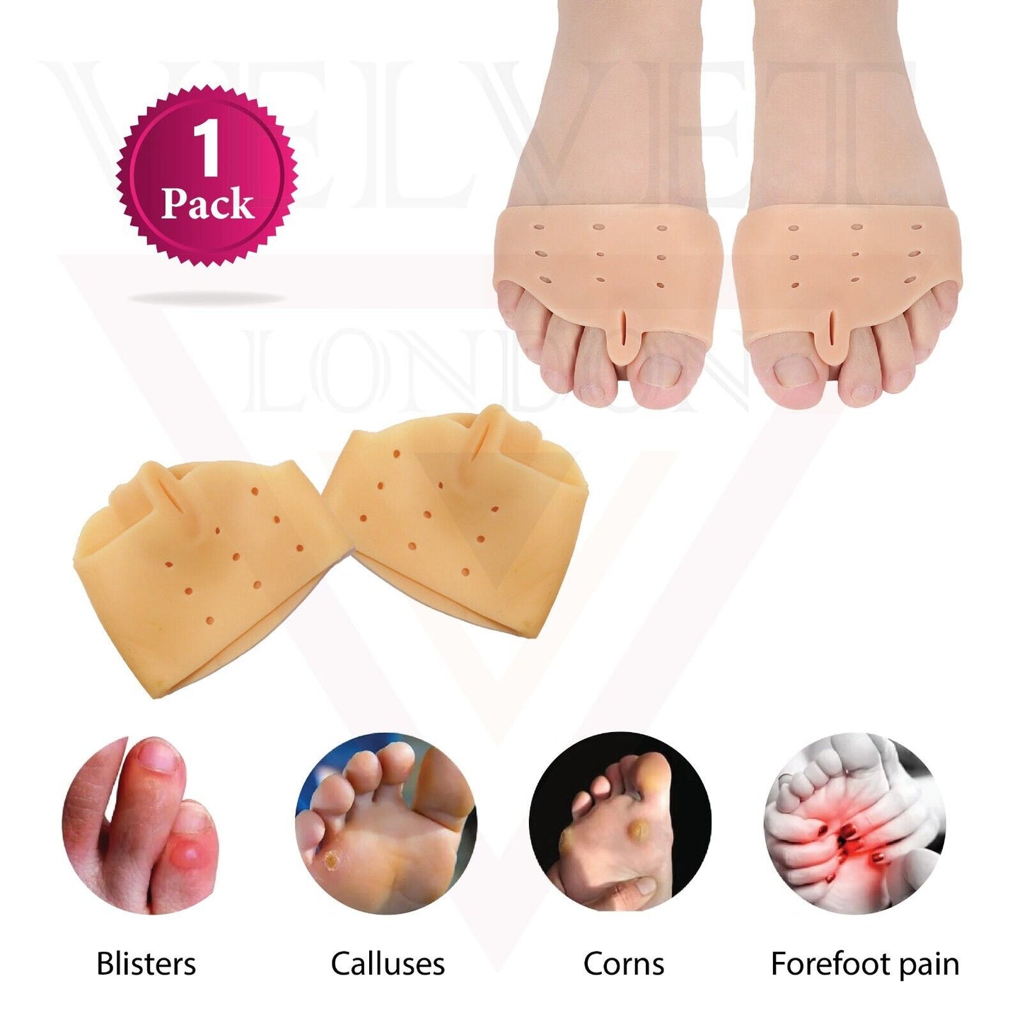 Forefoot Support Gel Metatarsal Sore Ball of Foot Pain Cushions Pads Insoles uk