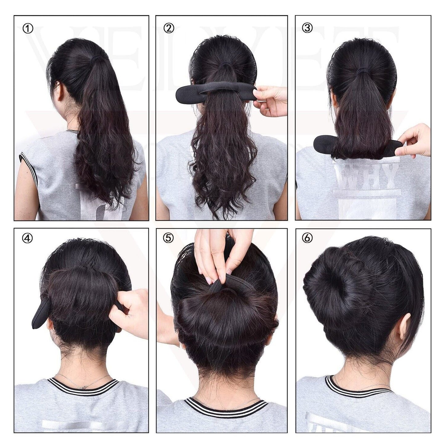 6Psc Bun Makers Upgraded Hair Holder Sponge Hair Clips Styling Donut Buns Tools