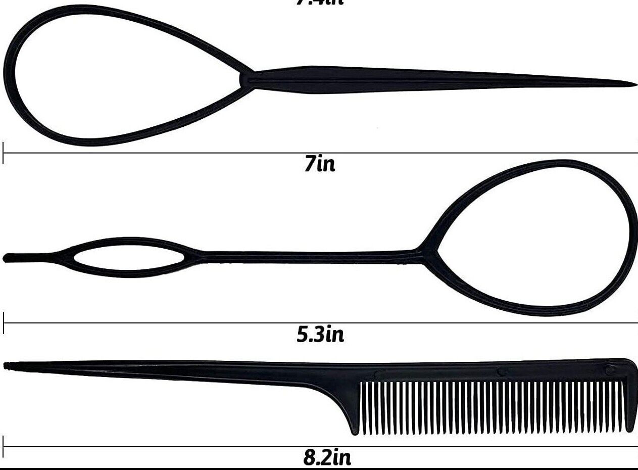 5pcs Black Bun Maker Hair Styling Tool Loop Maker Topsy Convey Bun Holder Uk