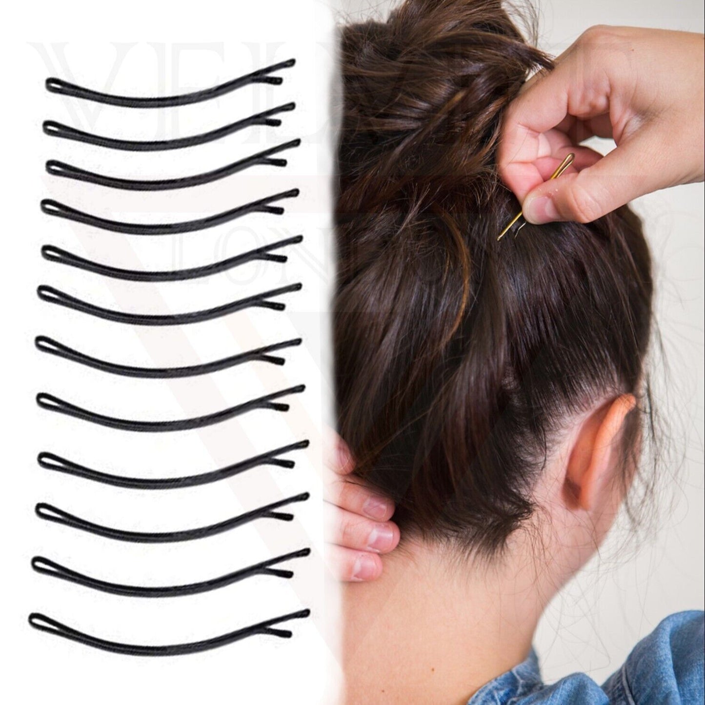 48pcs Black Metal Bobby Pins Hair Grips Blonde Thick Fine Hair Pins Women