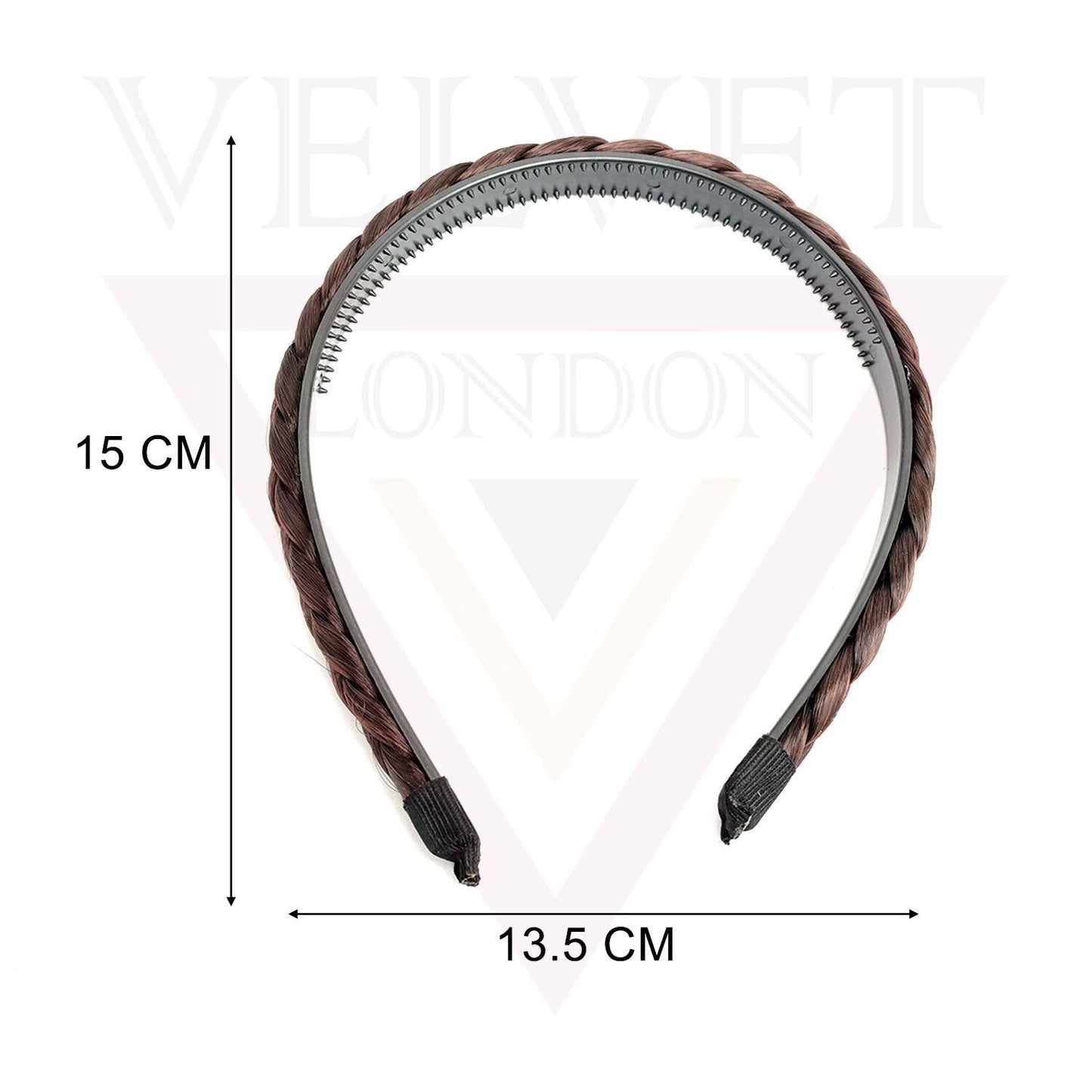 2x Black Synthetic Fish Tail Plaited Hair Band Headband Hair Hoop Hairpiece