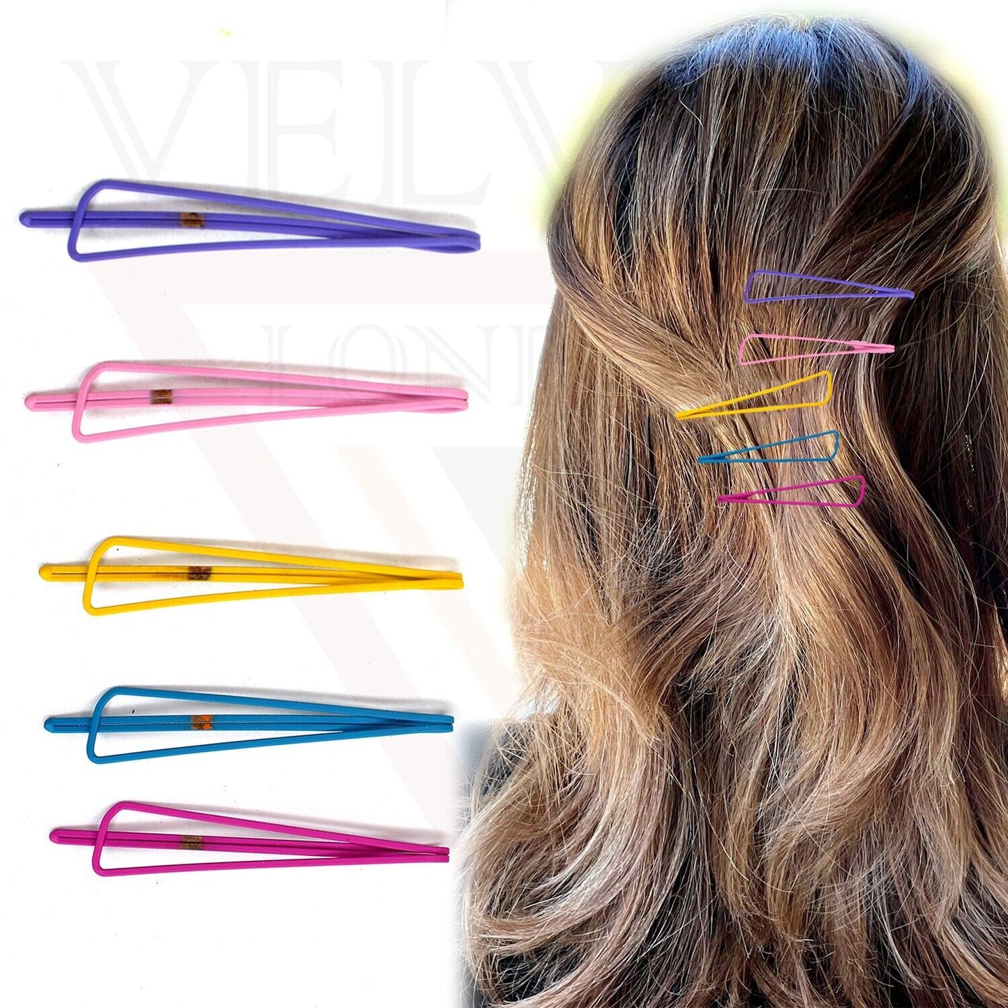 5x Hair Pins Set Triangle Hair Clips Metal Colourful Bobby Grips Hair Slides