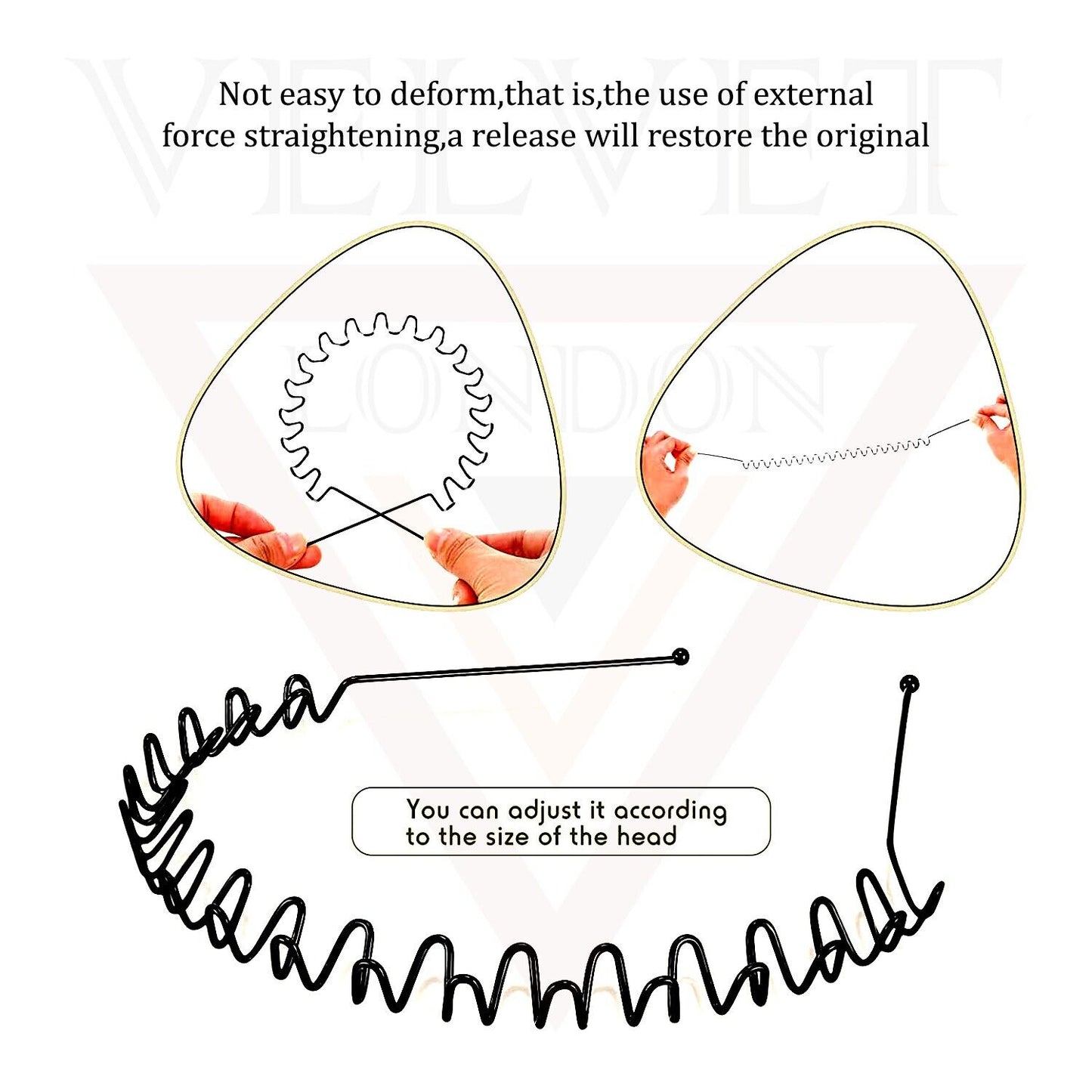 Metal Headband Black Metal Hair Hoop Unisex Hair Band Sport Fashion 2pc