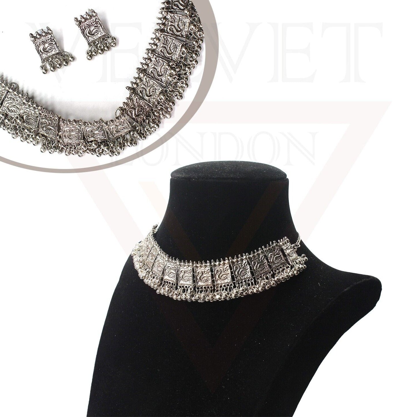 Traditional Boho Choker Jewellery Set Antique Oxidized Necklace Gift