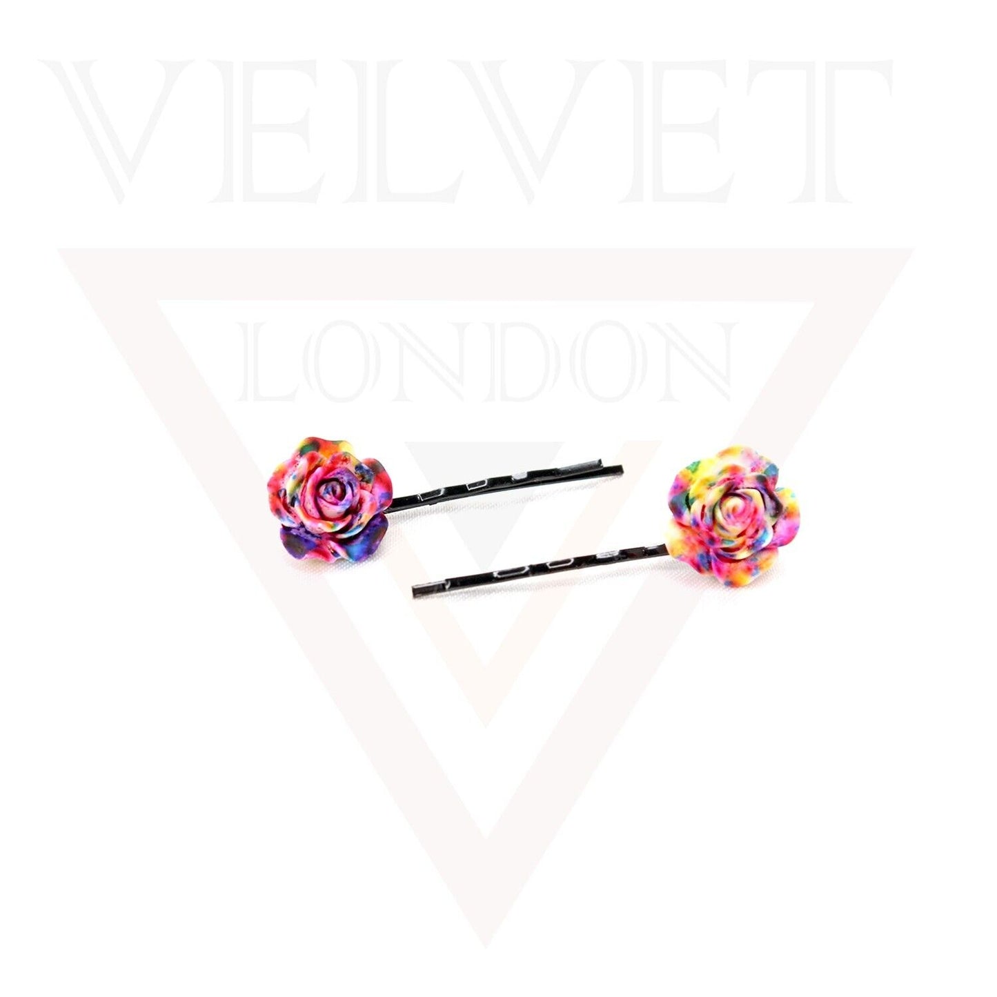 20x Hair Pin Colorful Rose Flower Bobby Pins Hair Clips Metal Grips Slide Pin UK