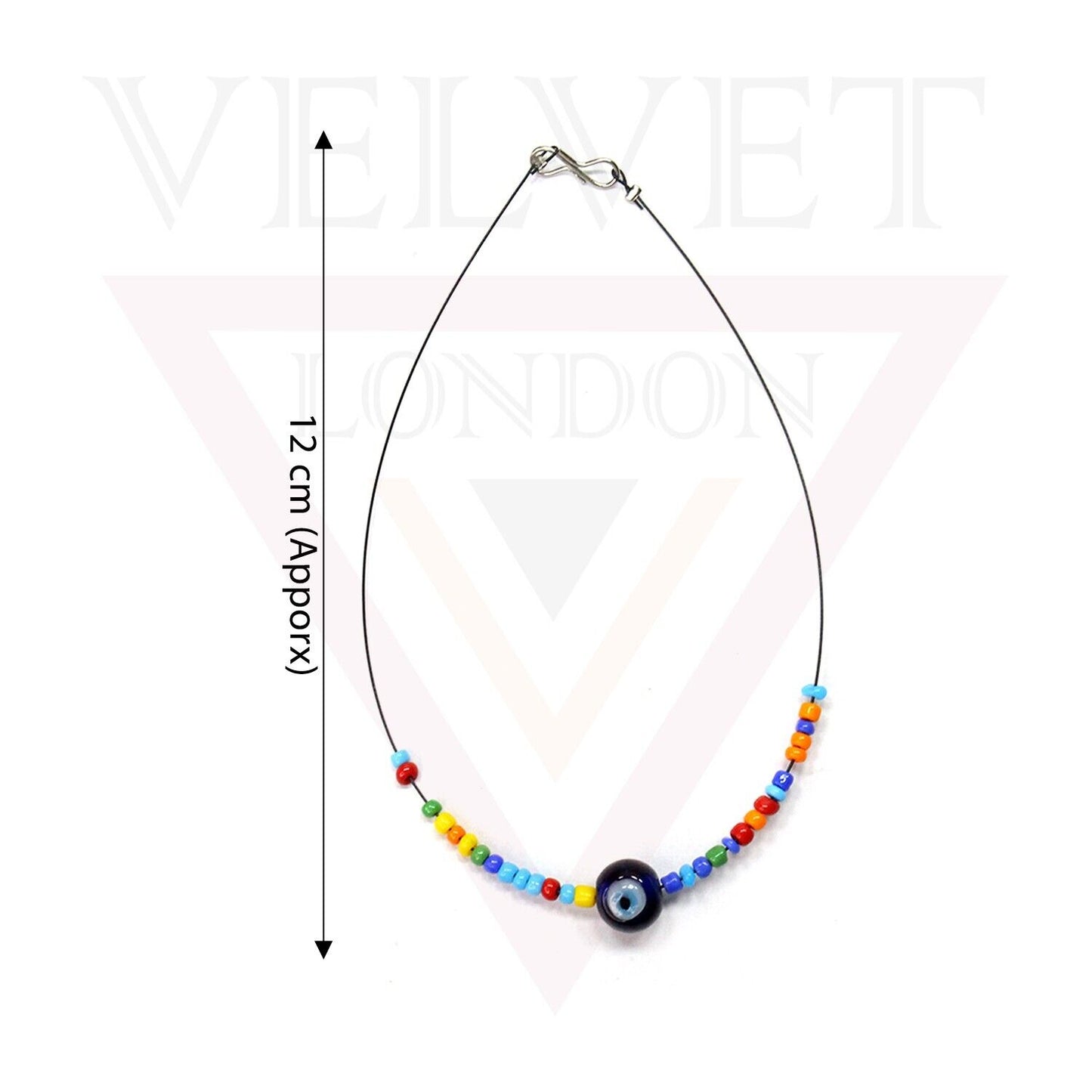 Evil Eye Anklet Bracelet Colourfull Beads Slim Chain Boho Beach Black