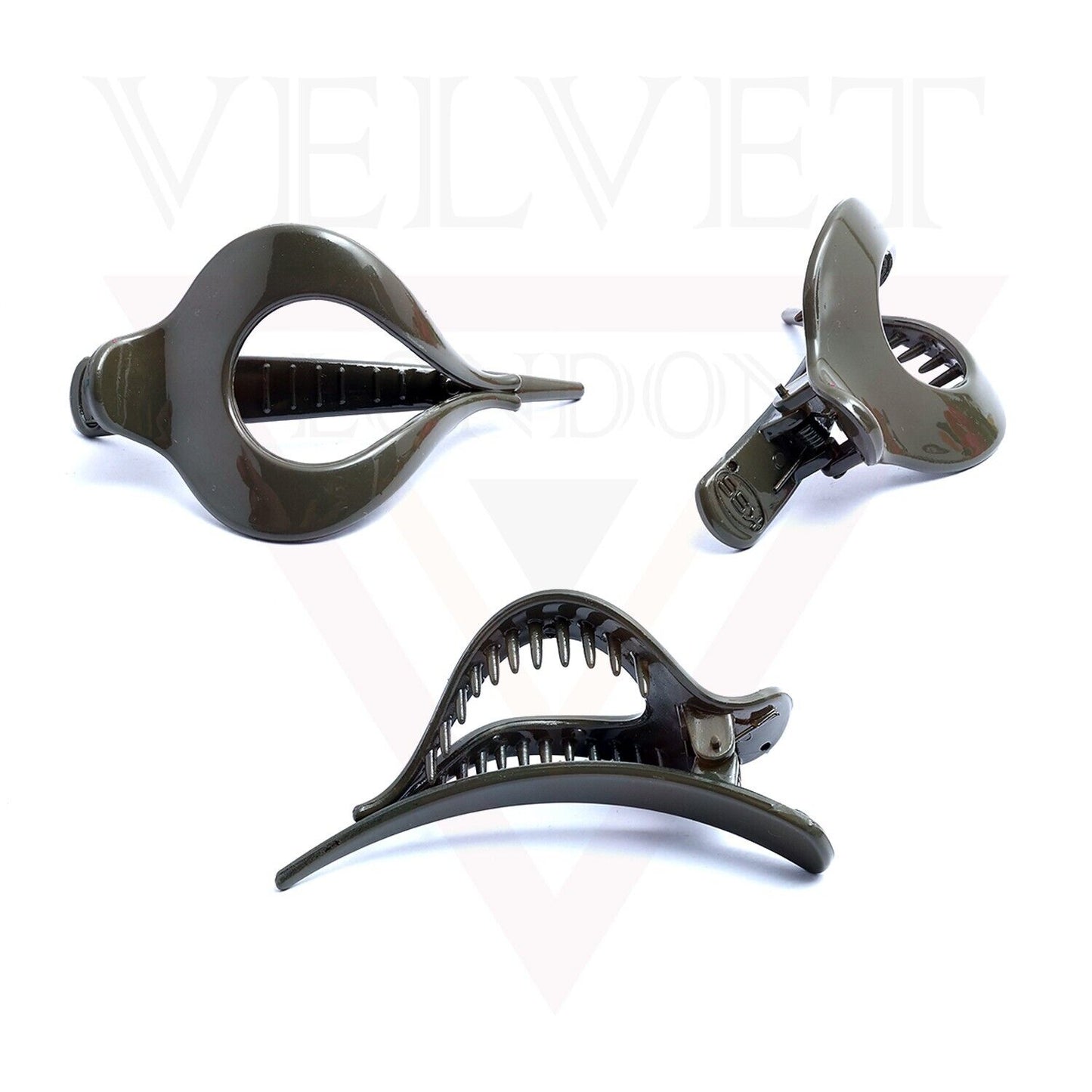 3x Hair Claw Clips Hair Clamp Black White Brown Slider Yoga Hair Claws Hairpins