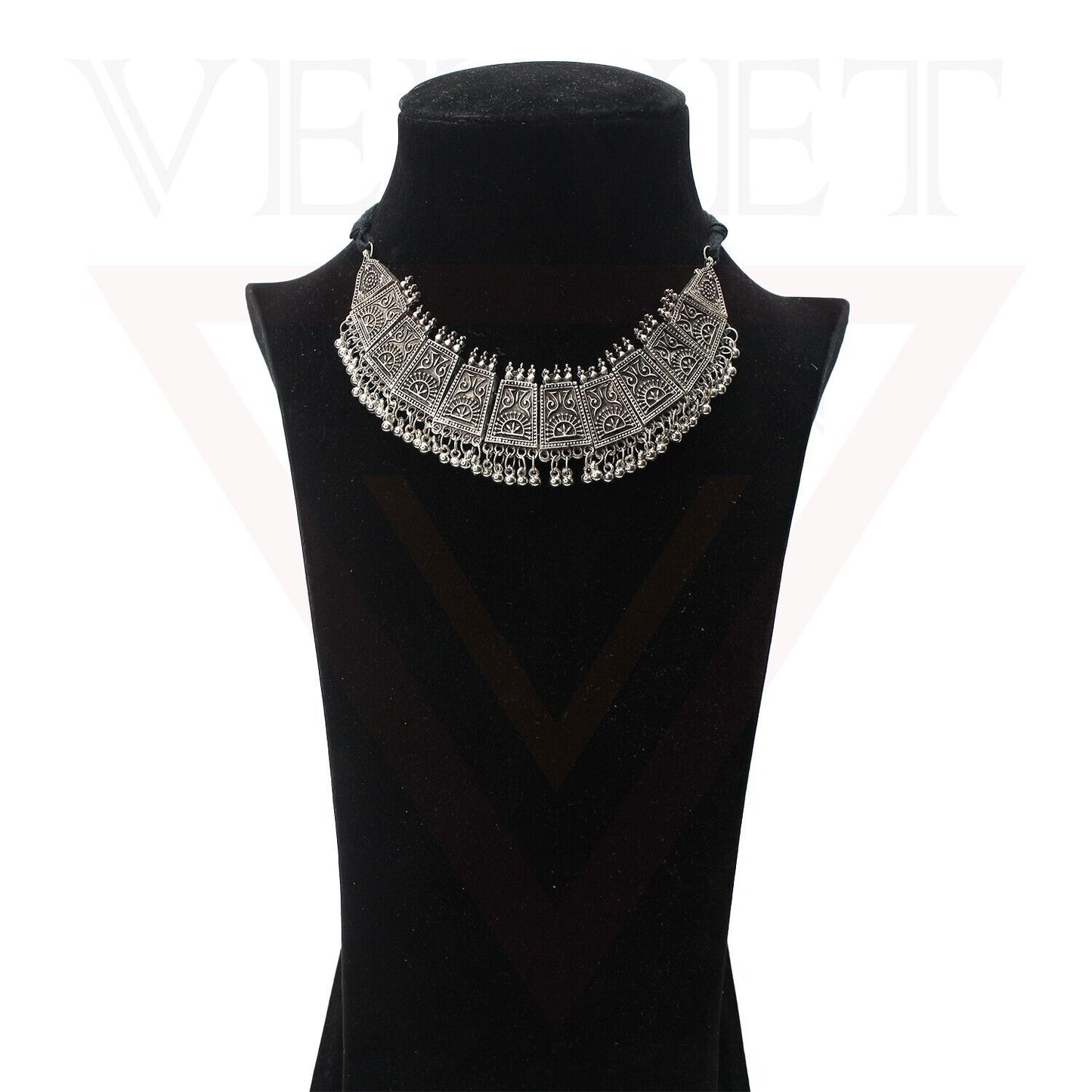 Necklace Earrings Antique Oxidized Traditional Boho Choker Jewellery Set Ethnic