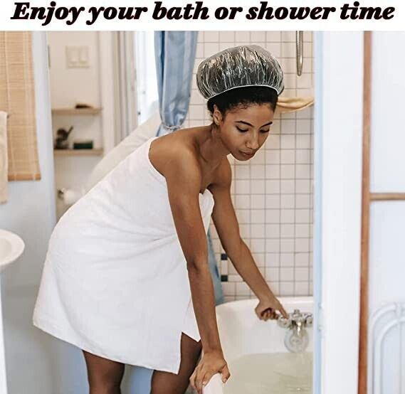 Disposable Shower Caps Bath Caps Large Thick Clear Waterproof Hair Solon 50Pcs