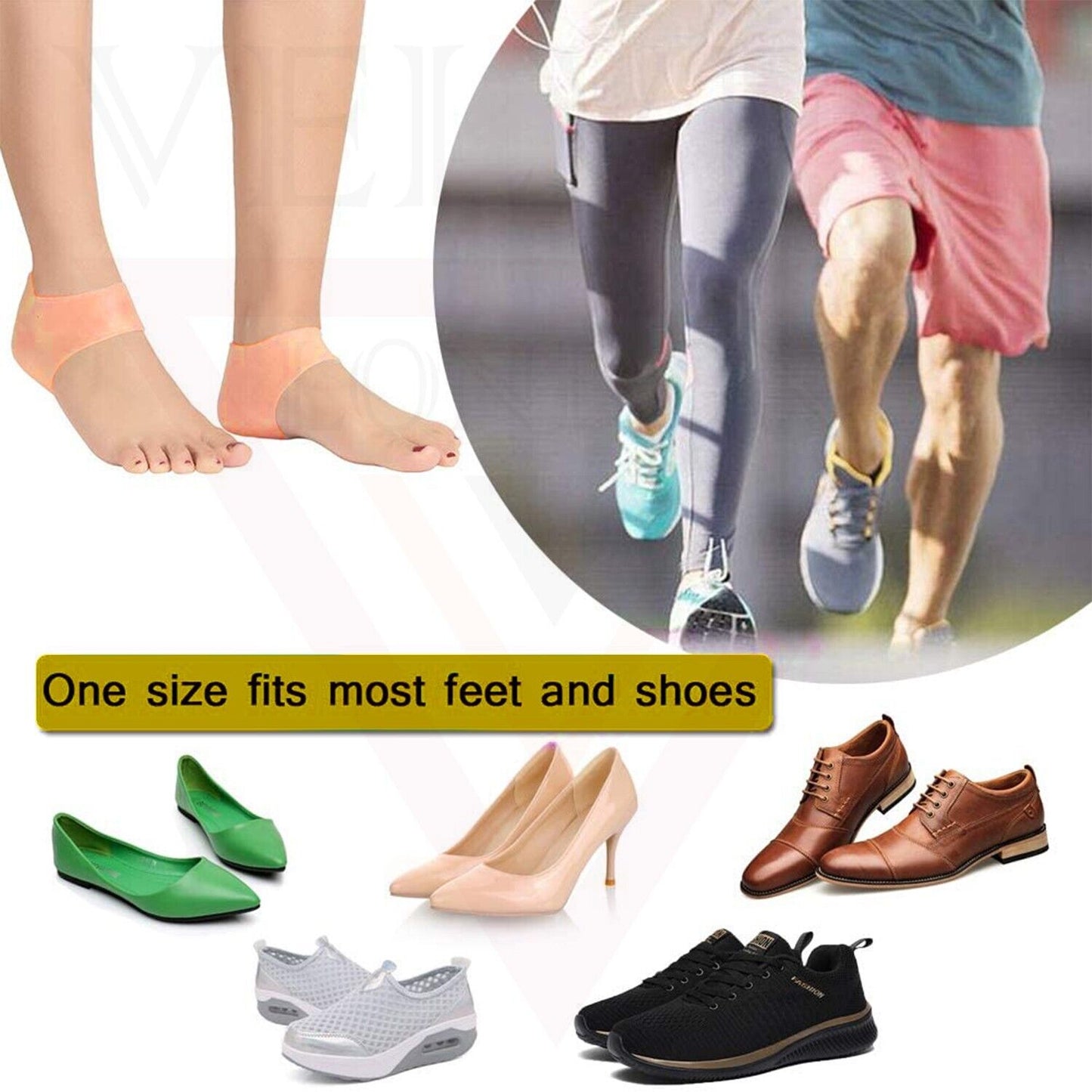 2x Gel Heel Protectors Silicone Heel Sleeves Ankle Protectors Cracked Foot Skin