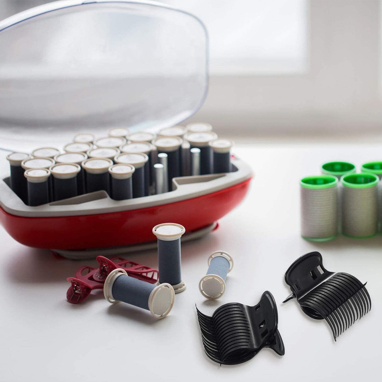 6x Black Hair Claw Clips Hot Roller Hair Clip Curler Roller Claw Accessories