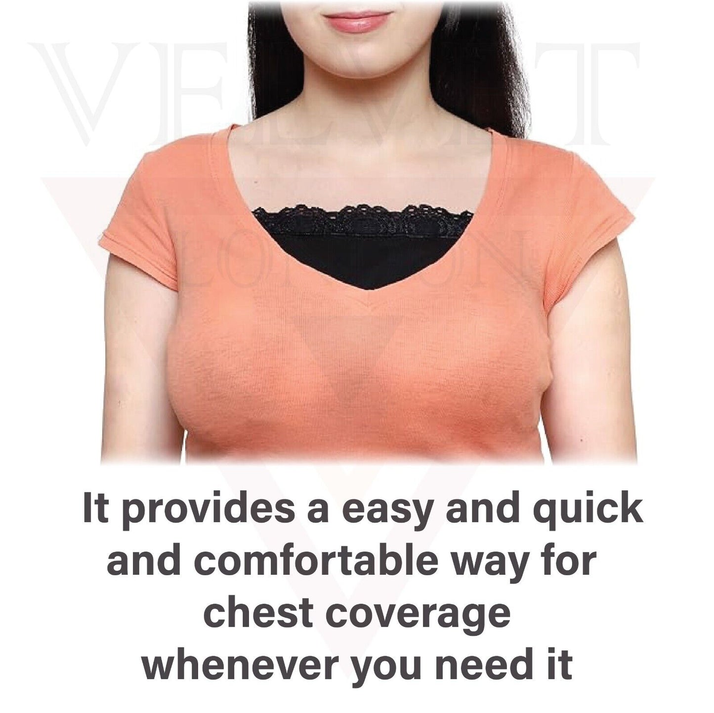 Modesty Panel Cleavage Cover Up Lace Trim Clip On Bra Mock Camisole 3x