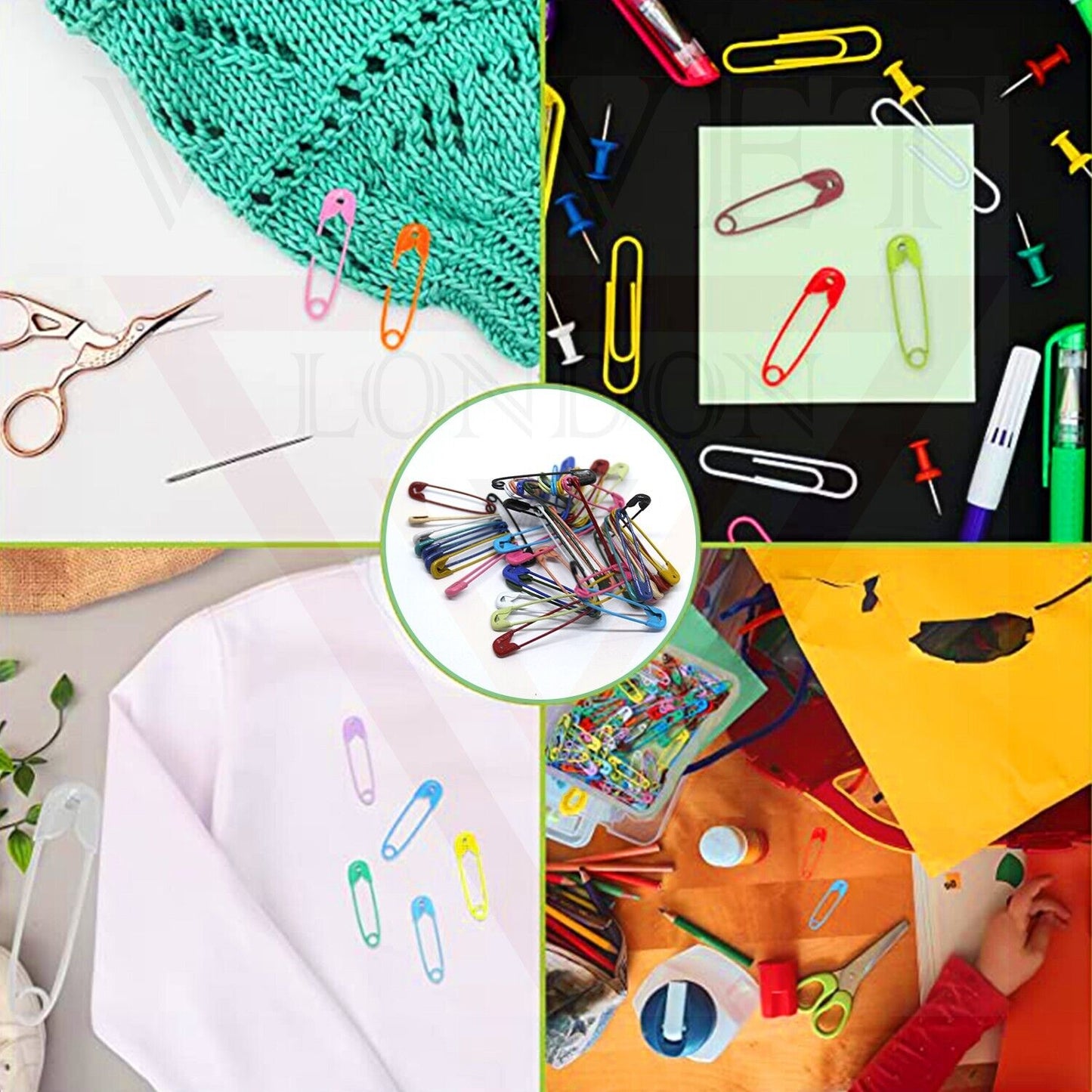 100Pcs Multi-Color Safety Pins For Clothes Craft Sewing Nickel Metal Plated 3 Cm