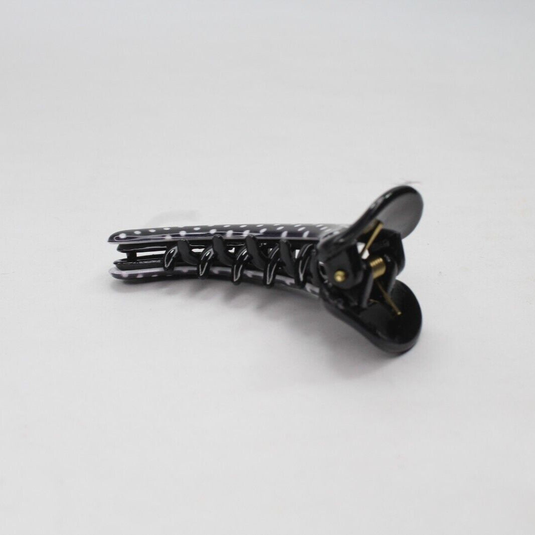 3x Black Hair Clips White Print Mirchi Clips Non-slip Barrate Girls Banana Clips