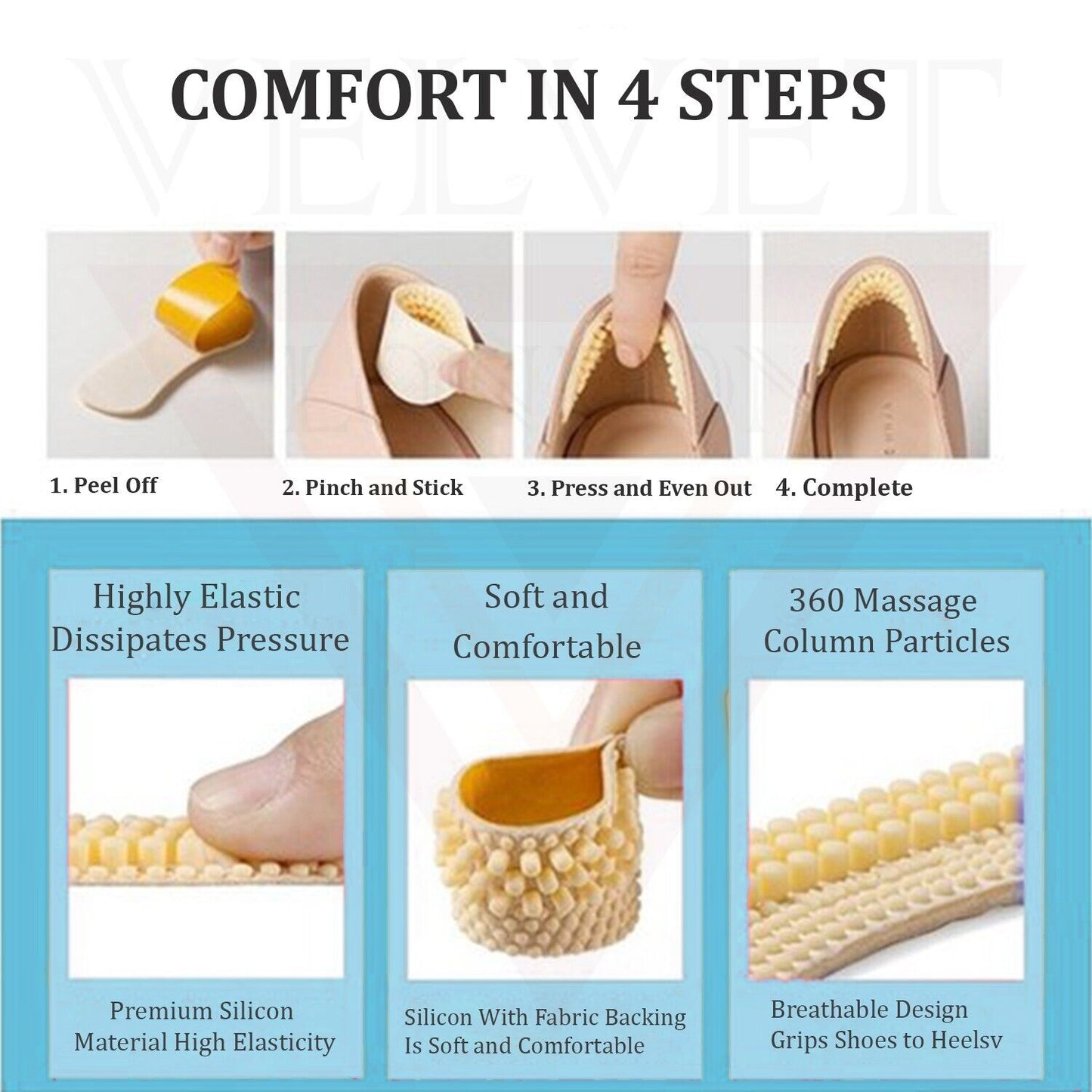 1 Pair Anti Slip Heel Grip Pads Loose Shoes Liner Cushions Foot Care Uk