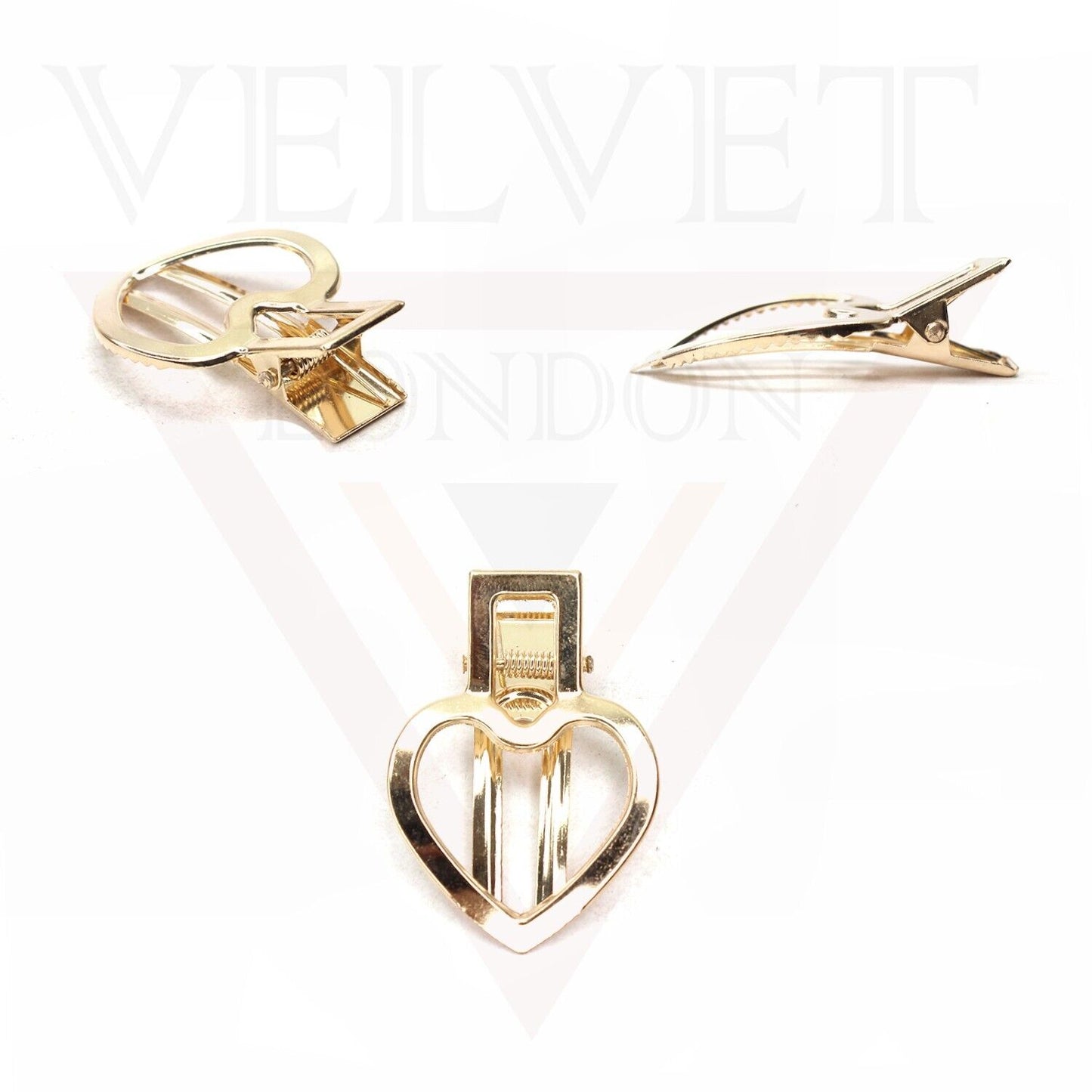 3pcs Hair Claw Clips Golden Metal Crocodile Grips Hair Slides Barrettes Clip