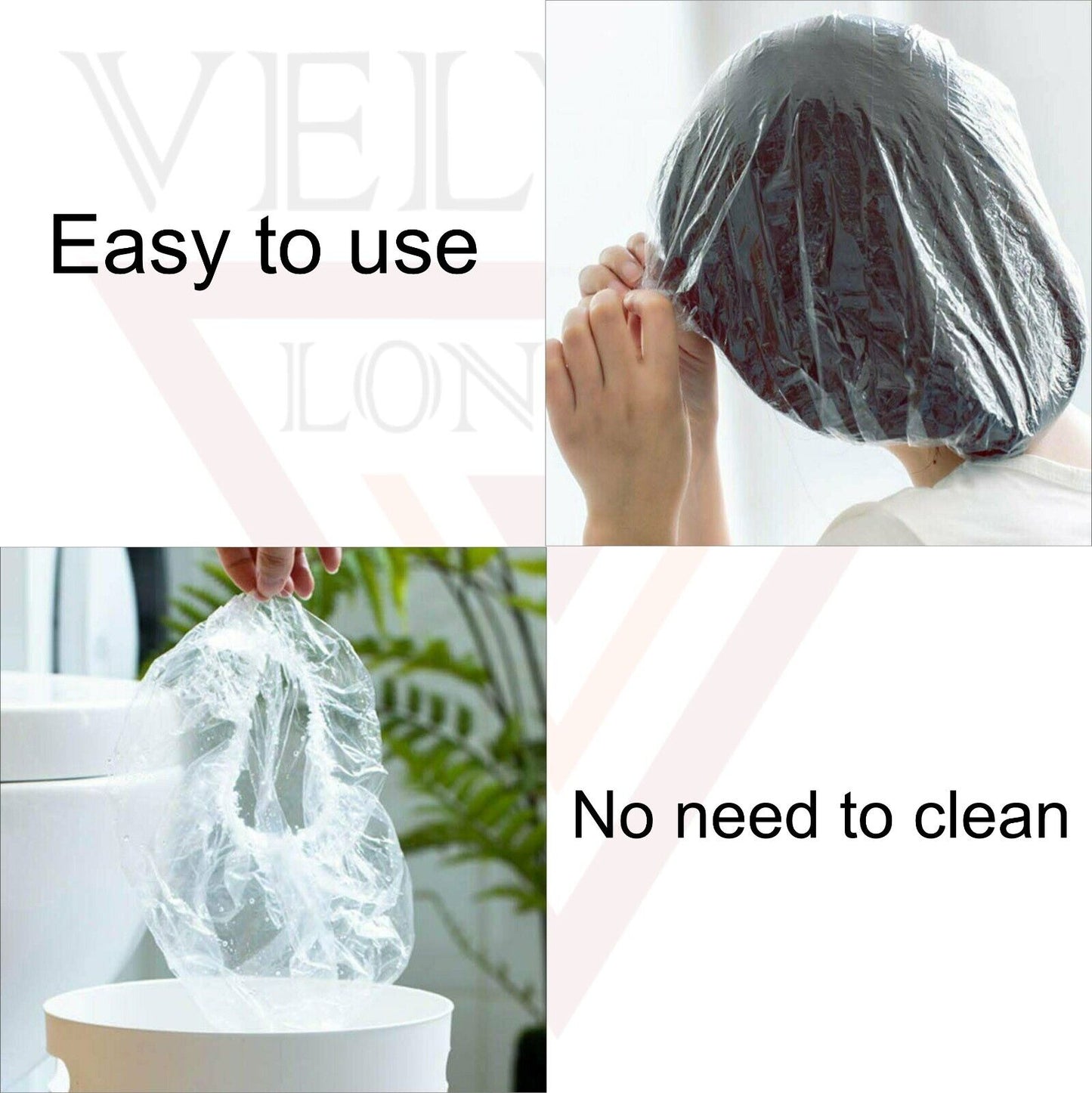 100Pcs Disposable Shower Caps Plastic Elastic Bath Hair Caps Home Use Hair Salon