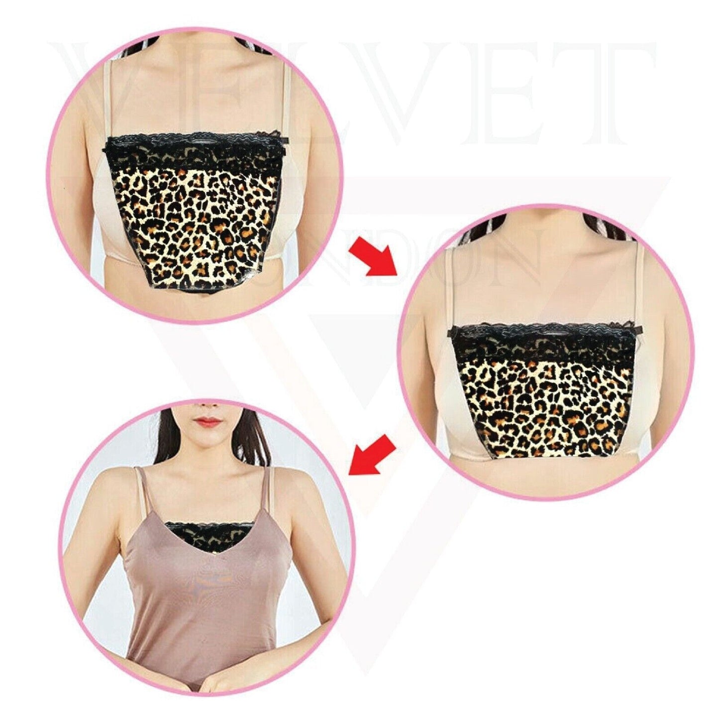 Lady Lace Clip-on Mock Camisole Bra Insert Modesty Panel Cleavage Cover Up