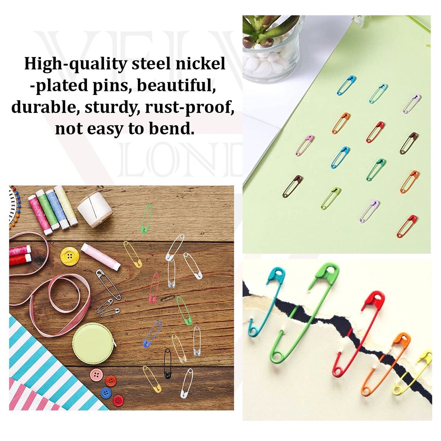 100x Safety Pins Multicolour Pins For Craft Arts Sewing Nickel Plated Pin 4.5 Cm