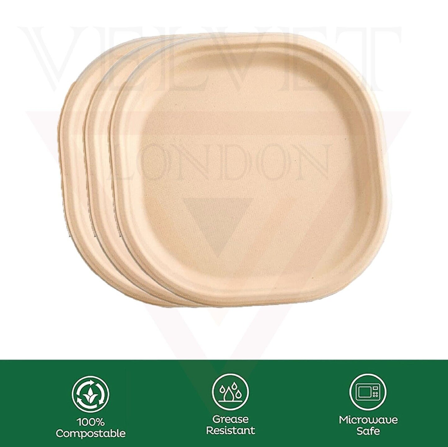 9" Biodegradable Paper Plates Large & Sturdy Disposable Tableware Bagasse Plates