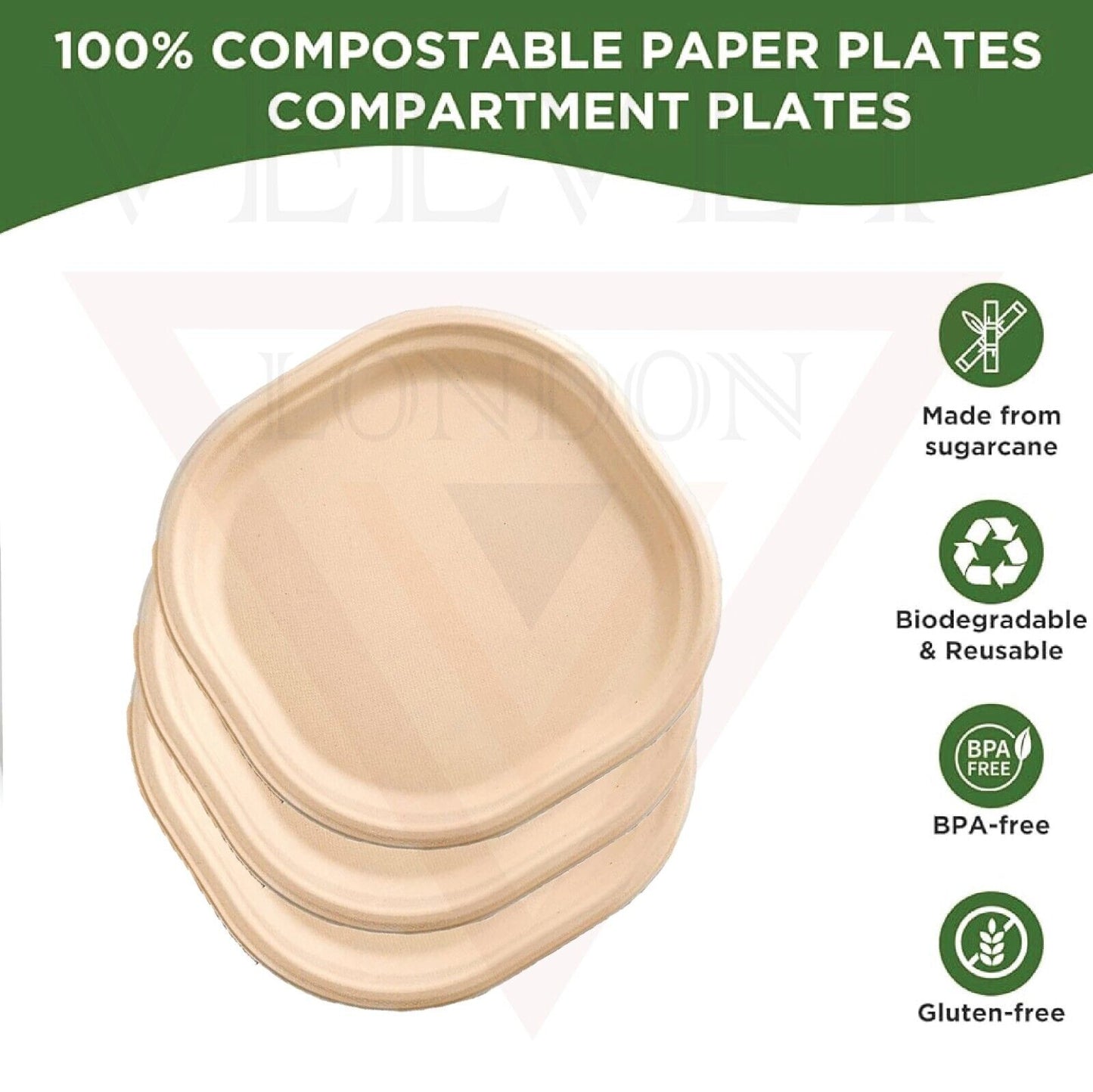 9" Biodegradable Paper Plates Large & Sturdy Disposable Tableware Bagasse Plates