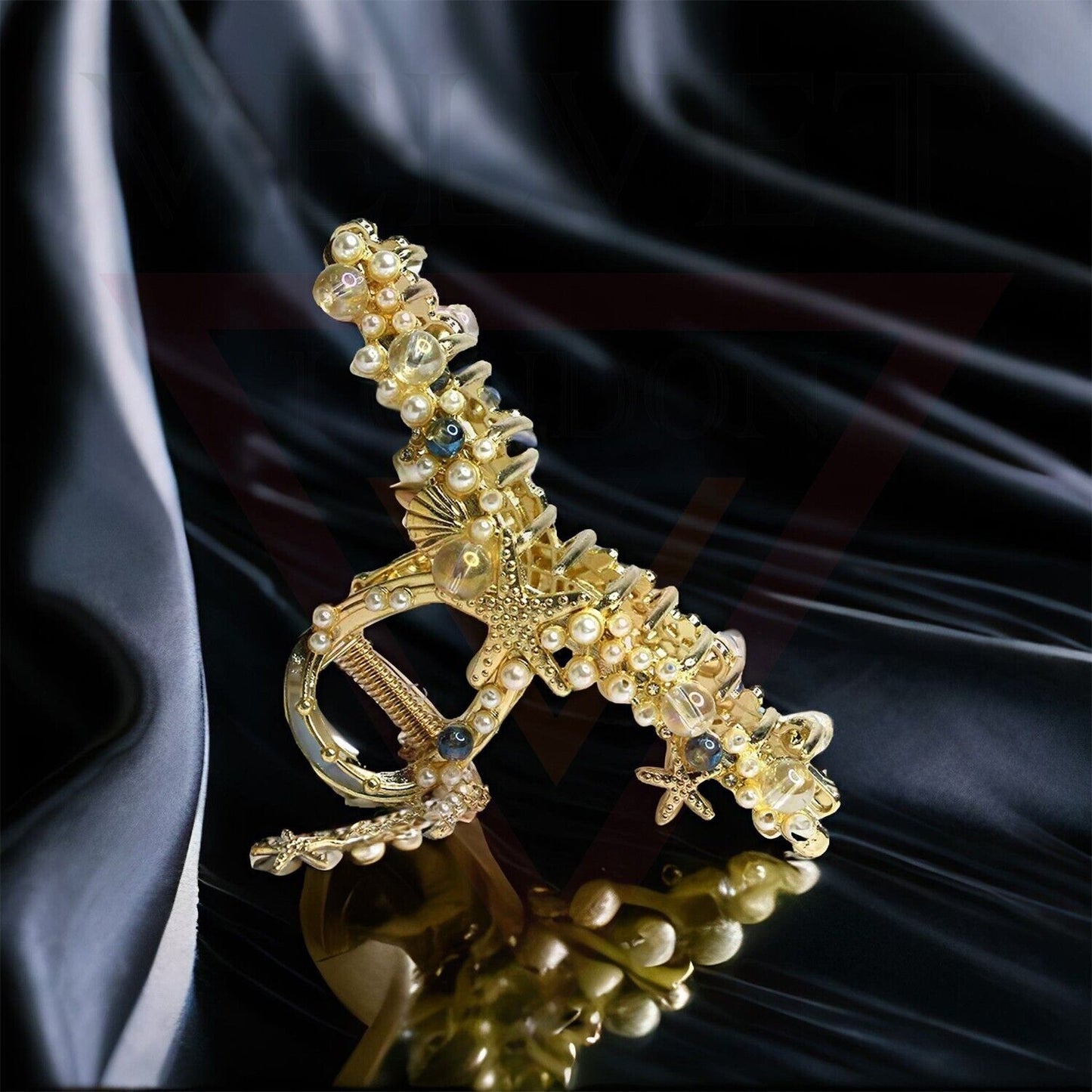 Pearl Hair Claw Big Gold Star Hair Clips Clamp Tassel Nonslip Hair Accessories