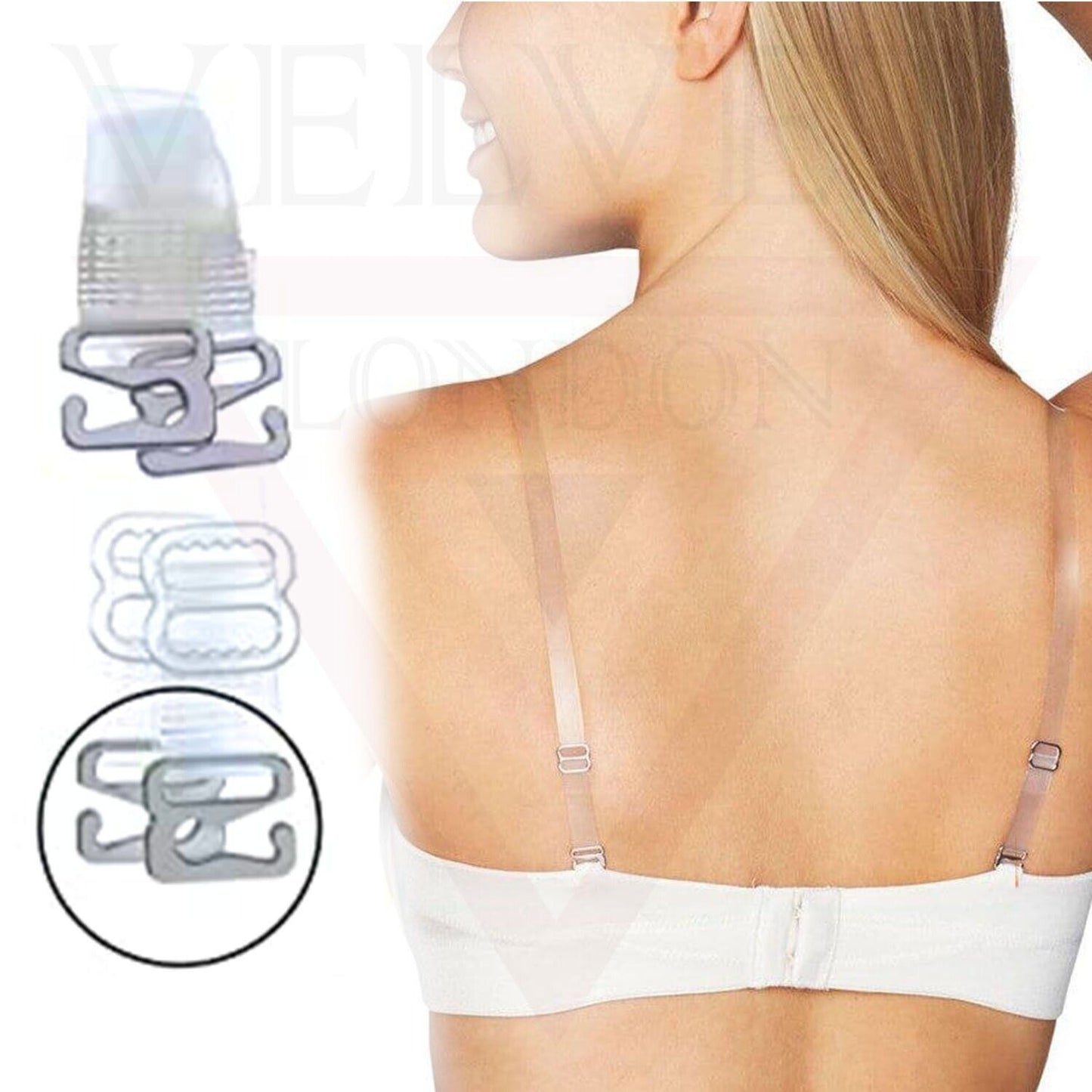 Non-Slip Invisible Clear Bra Straps ransparent Replacement Bra Shoulder Straps