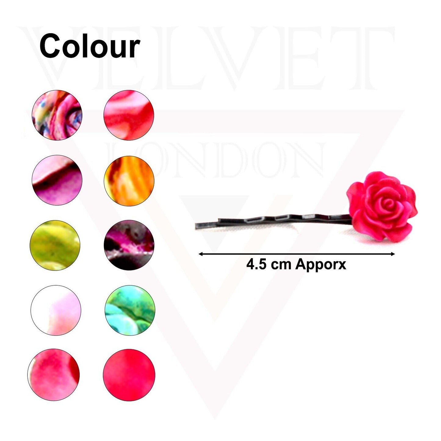 20x Hair Pin Colorful Rose Flower Bobby Pins Hair Clips Metal Grips Slide Pin UK