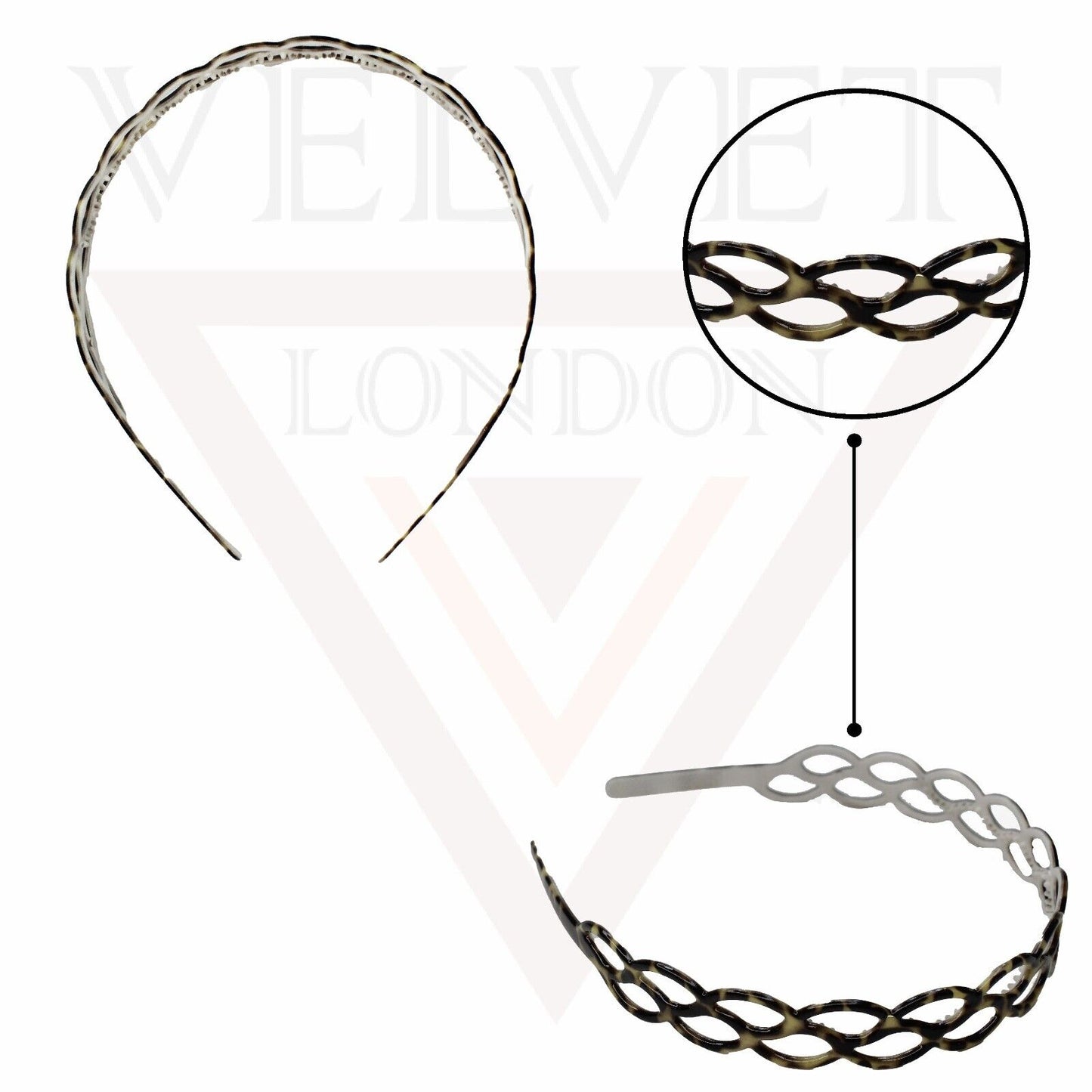 3x Headbands Infinity Shape Hair Bands Tiger Print Skinny Teeth Combs Hair Hoop