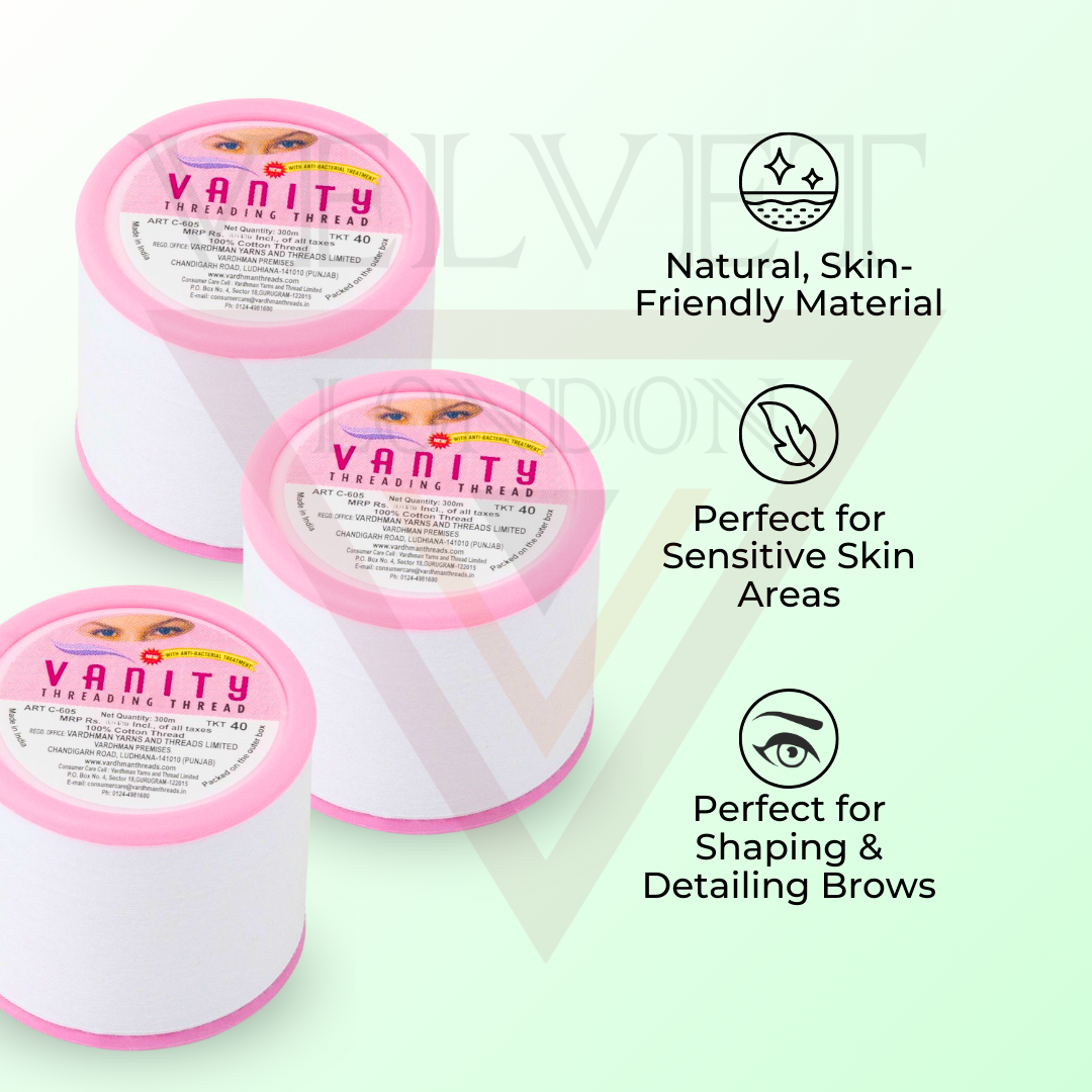 3x VANITY Antibacterial Eyebrow Threading Thread Facial Hair Removal Cotton