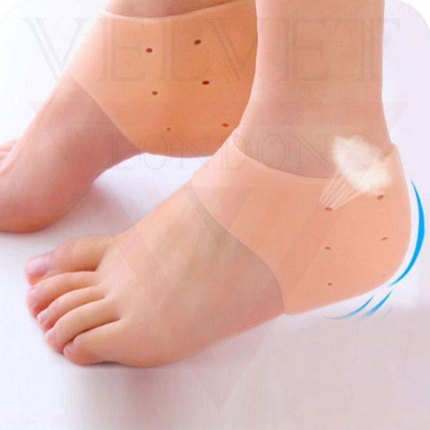 2x Gel Heel Protectors Silicone Heel Sleeves Ankle Protectors Cracked Foot Skin