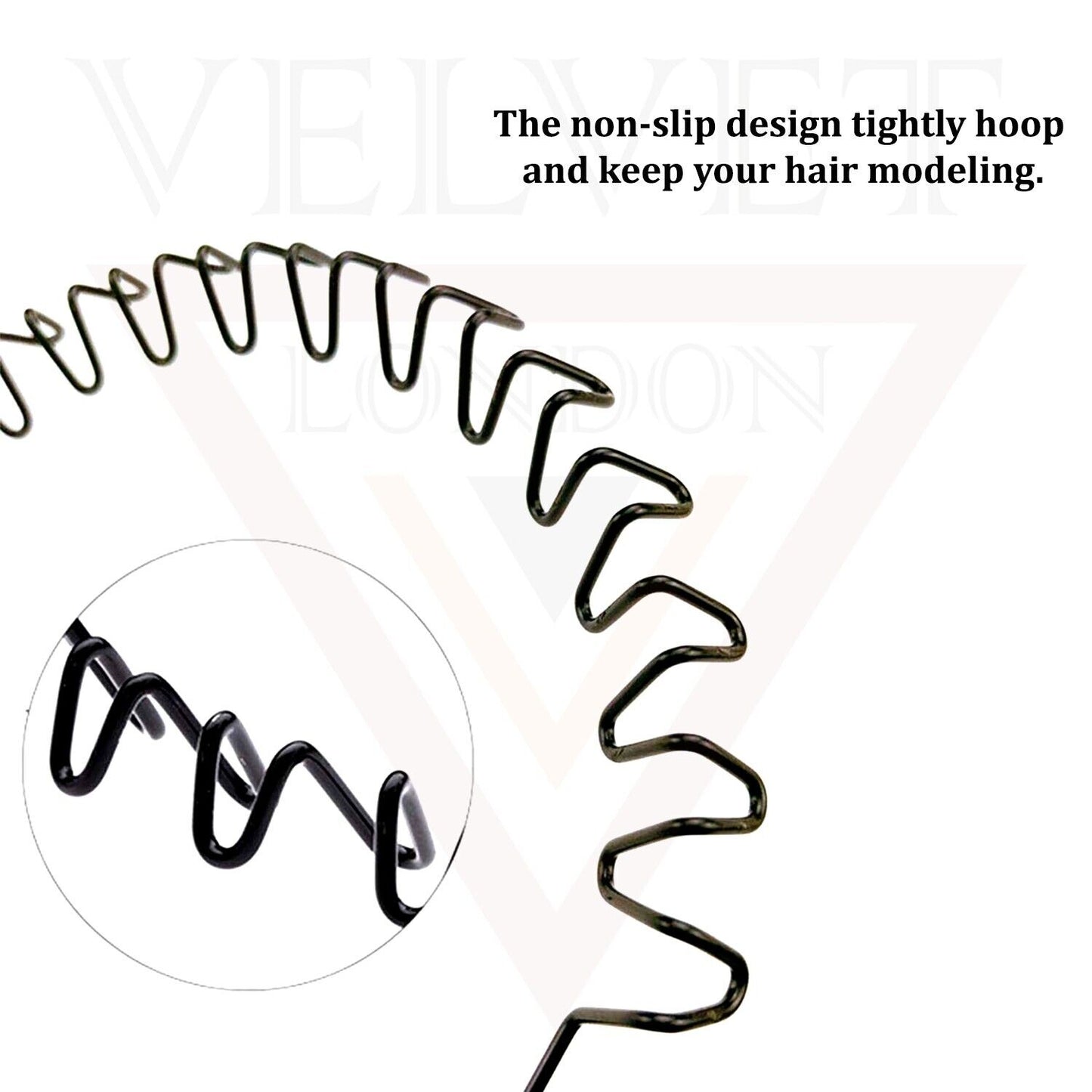 Unisex Black Wave Hair Band Sports Zigzag Hair Hoop Metal Headband Men Women