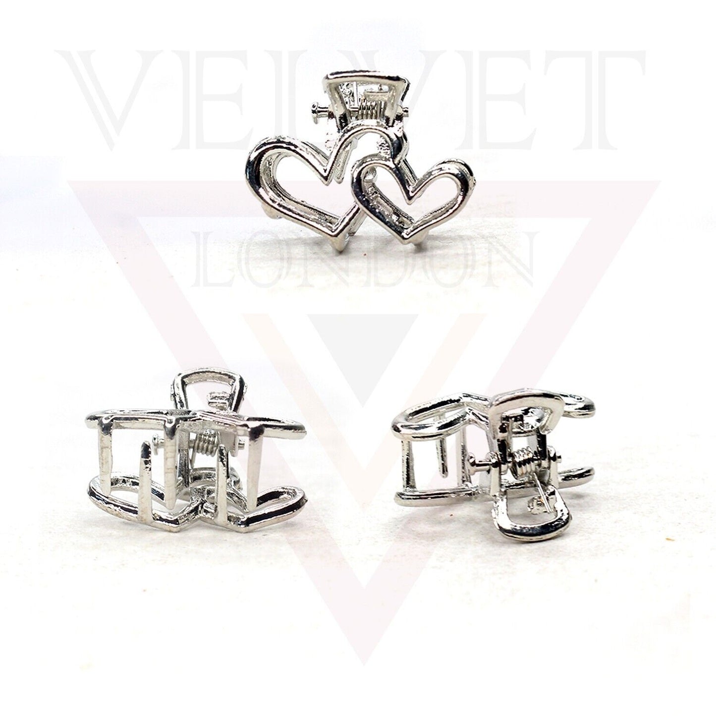 2x Metal Hair Claw Clips Mini Heart Hair Clamp Jaw Clips Non-slip Hair Barrette