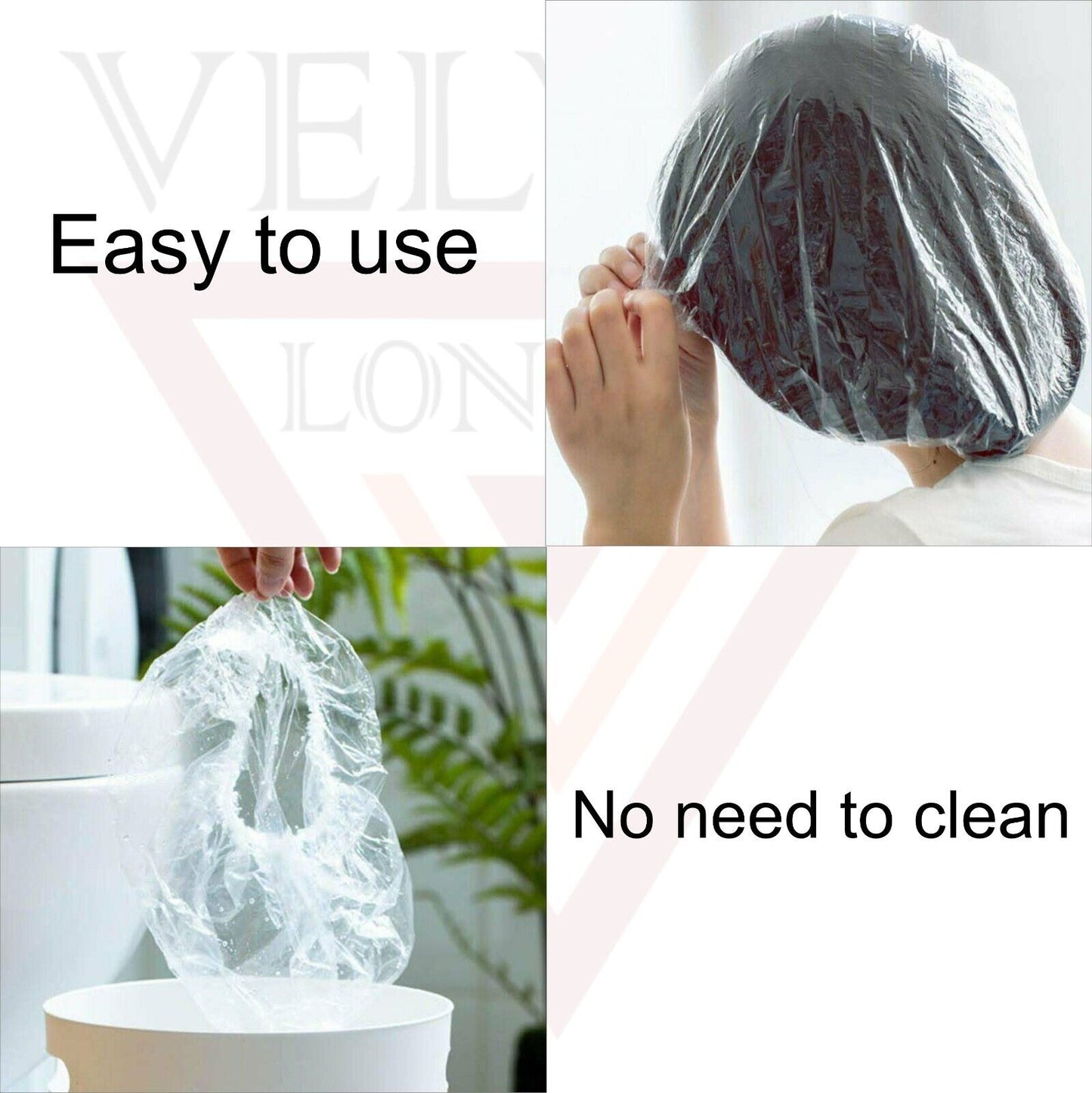 Disposable Shower Caps Bath Caps Large Thick Clear Waterproof Hair Solon 50Pcs