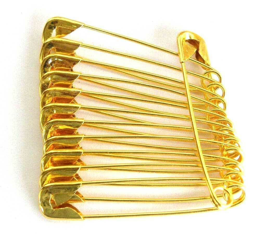 Golden Safety Pins 6 Size Assorted Small Medium Large Metal Craft Sewing 107 Pc