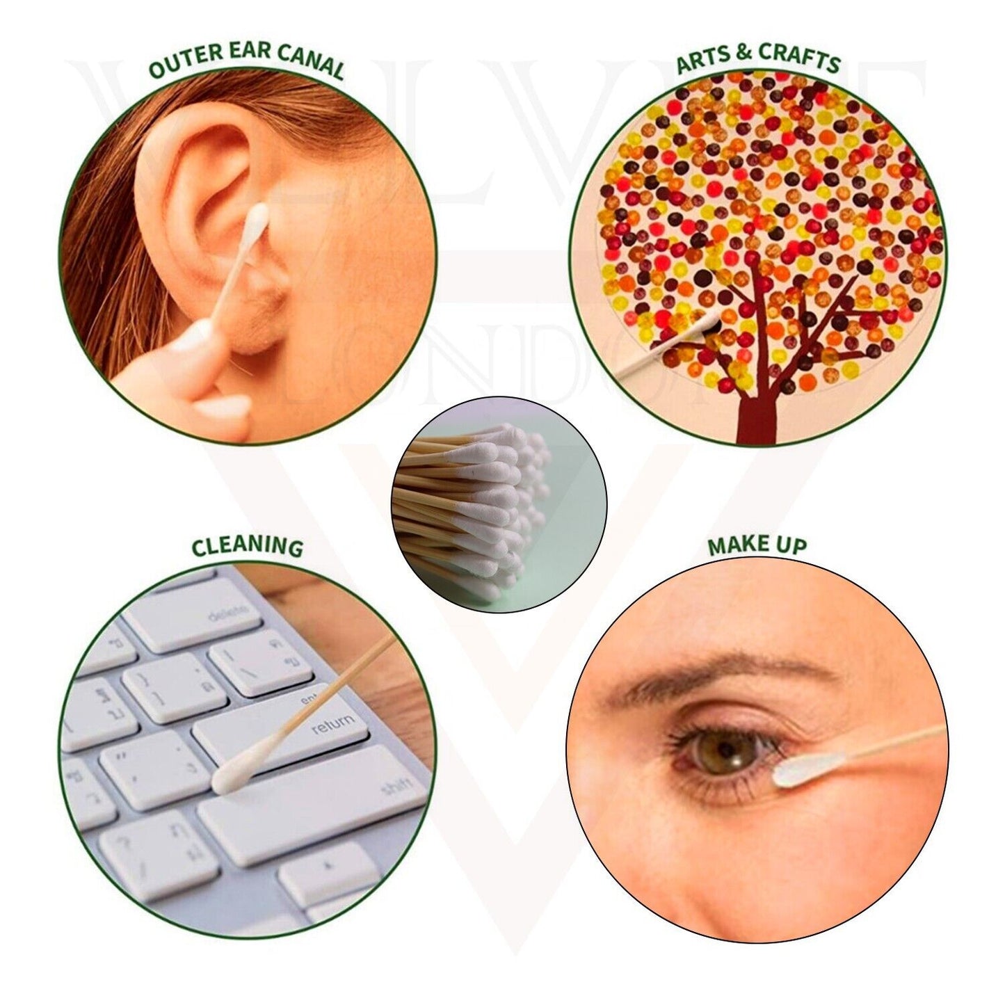 500Pcs Ear Bude Cotton Buds for Ear Cleaning Buds Wooden Swabs Makeup Clean