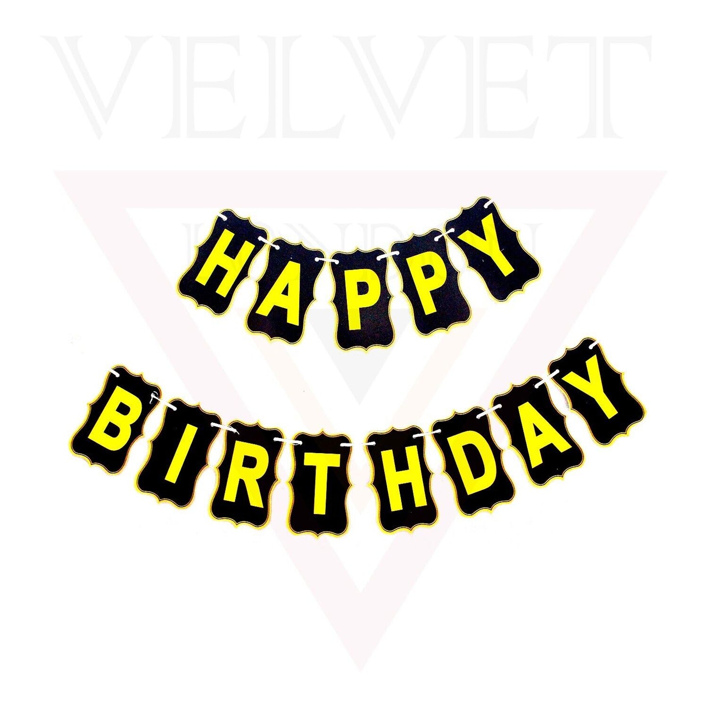 Happy Birthday Banner Black and Gold Birthday Banner Ribbons For Parties