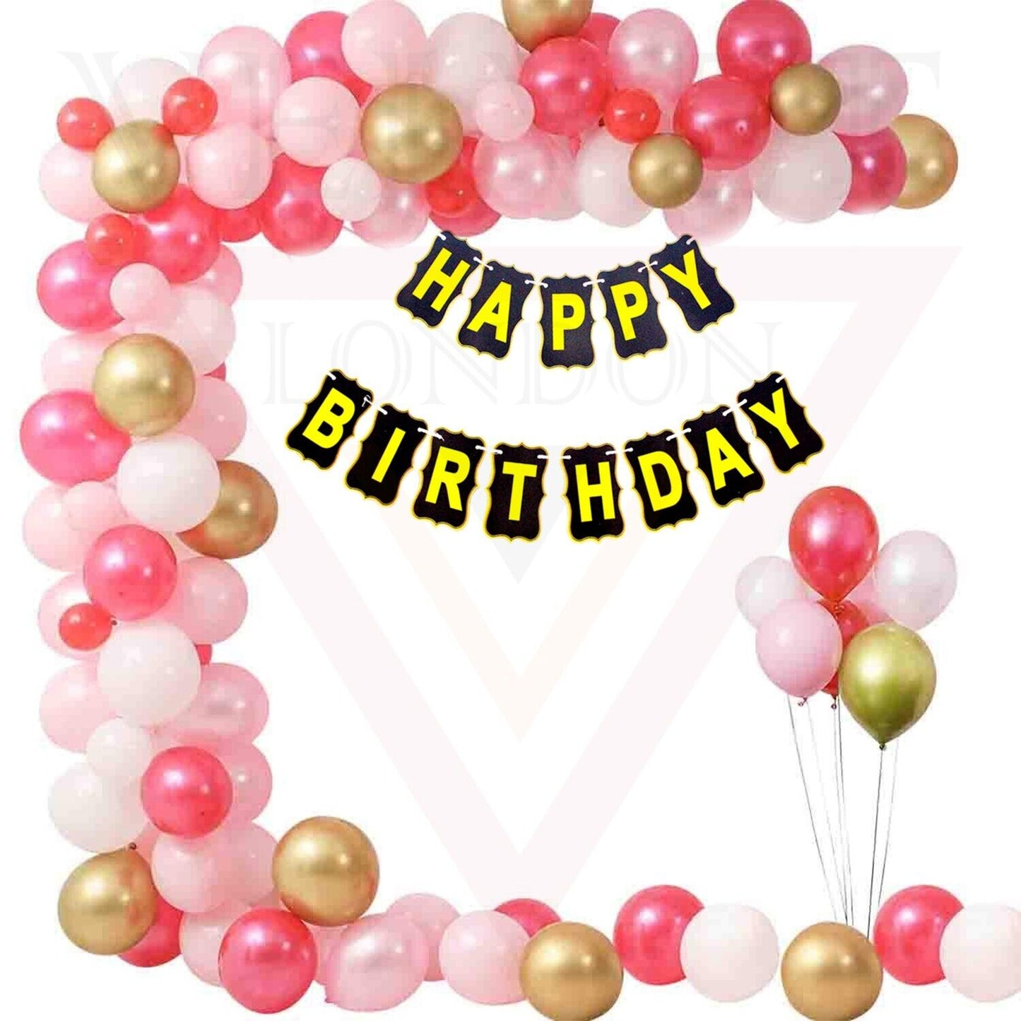 Happy Birthday Banner Black and Gold Birthday Banner Ribbons For Parties