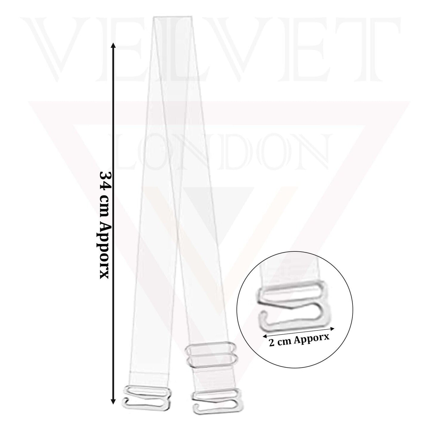3 Pair Detachable Thick Long Clear Elastic Bra Straps Transparent Adjustable