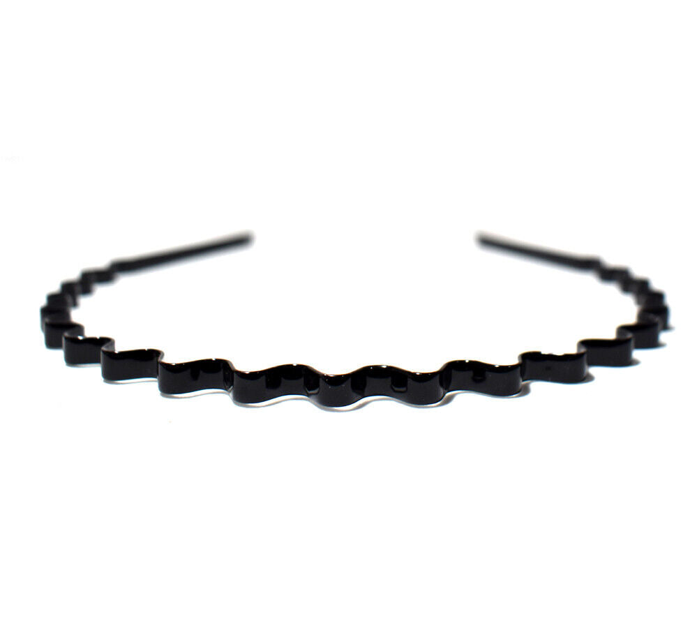 Black Metal Hair Hoop Wavy Headband Mens Womens Hair Unisex Hoop Head Band