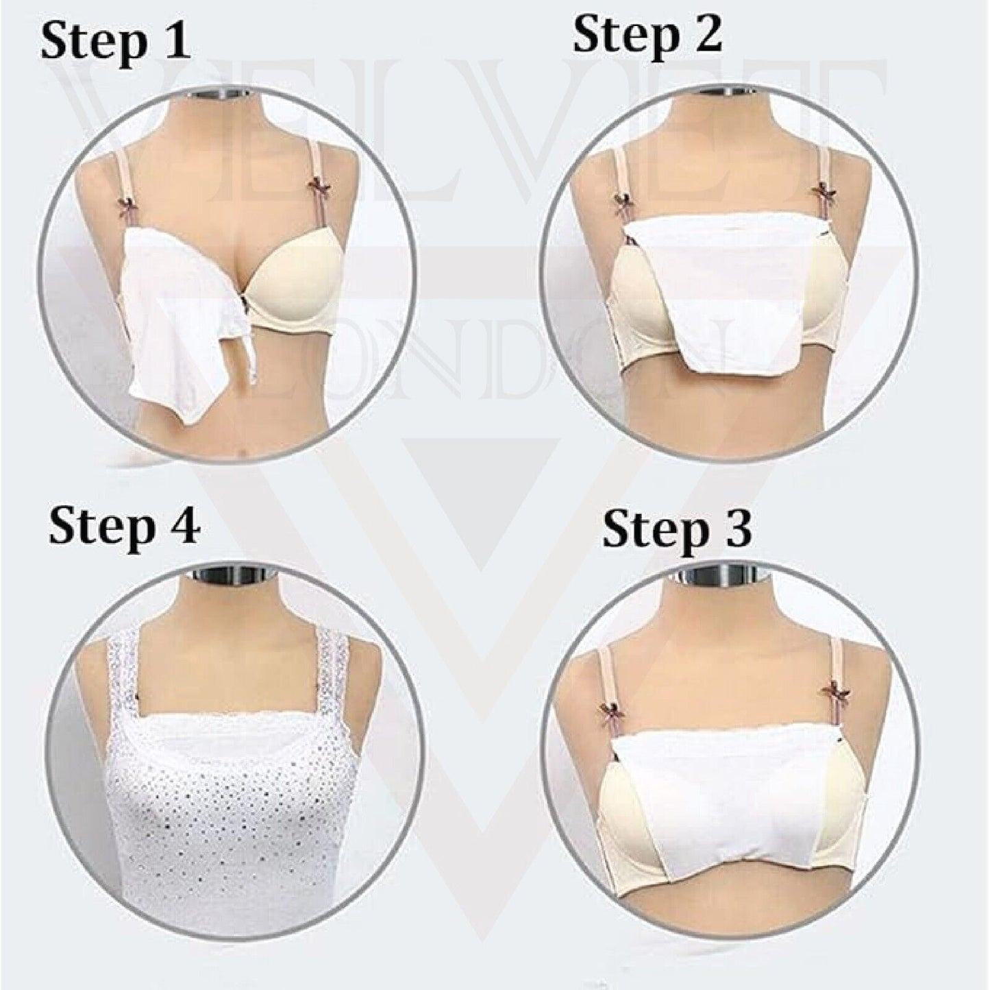 Modesty Panel Cleavage Cover Up Lace Trim Clip On Bra Mock Camisole 3x