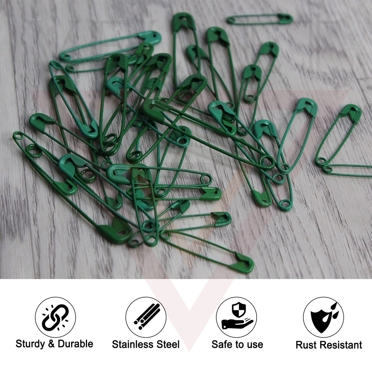 50Pcs Green Craft Sewing Pins Green Safety Pins Nickel Metal Plated Safety Pins