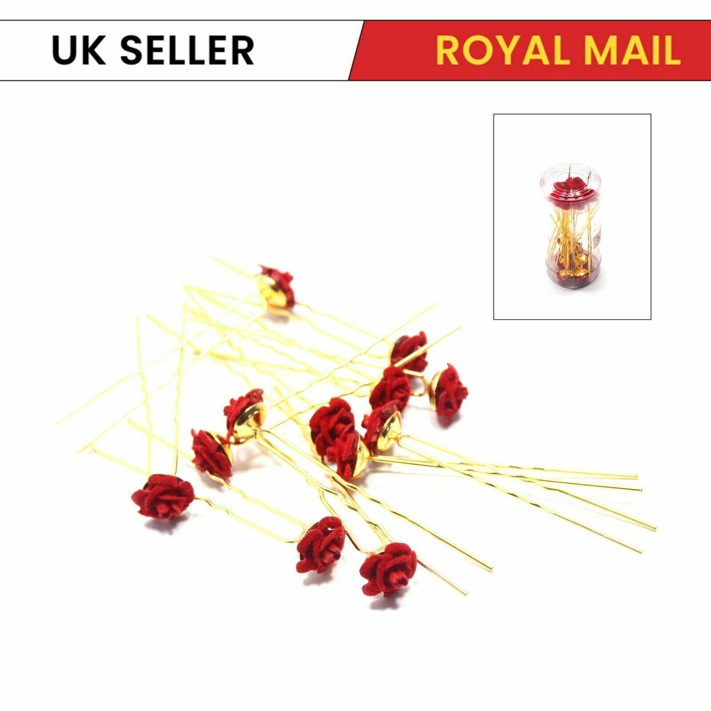 12x Bridal Hair Pins Rose U Pins Flower Hair Clips Brooch Wedding Bridesmaid