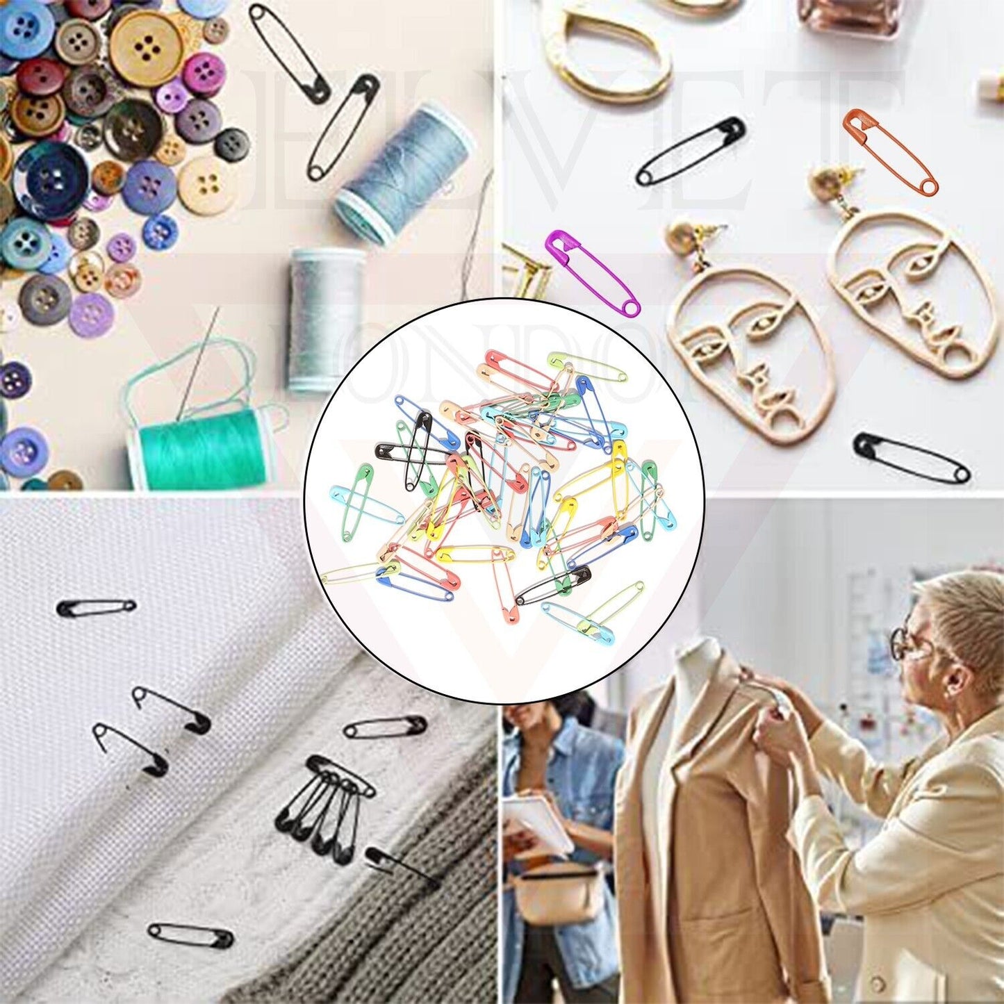 50 Pcs Multi -Color Frosted Pins Craft Sewing Nickel Metal Plated 4 CM for Cloth